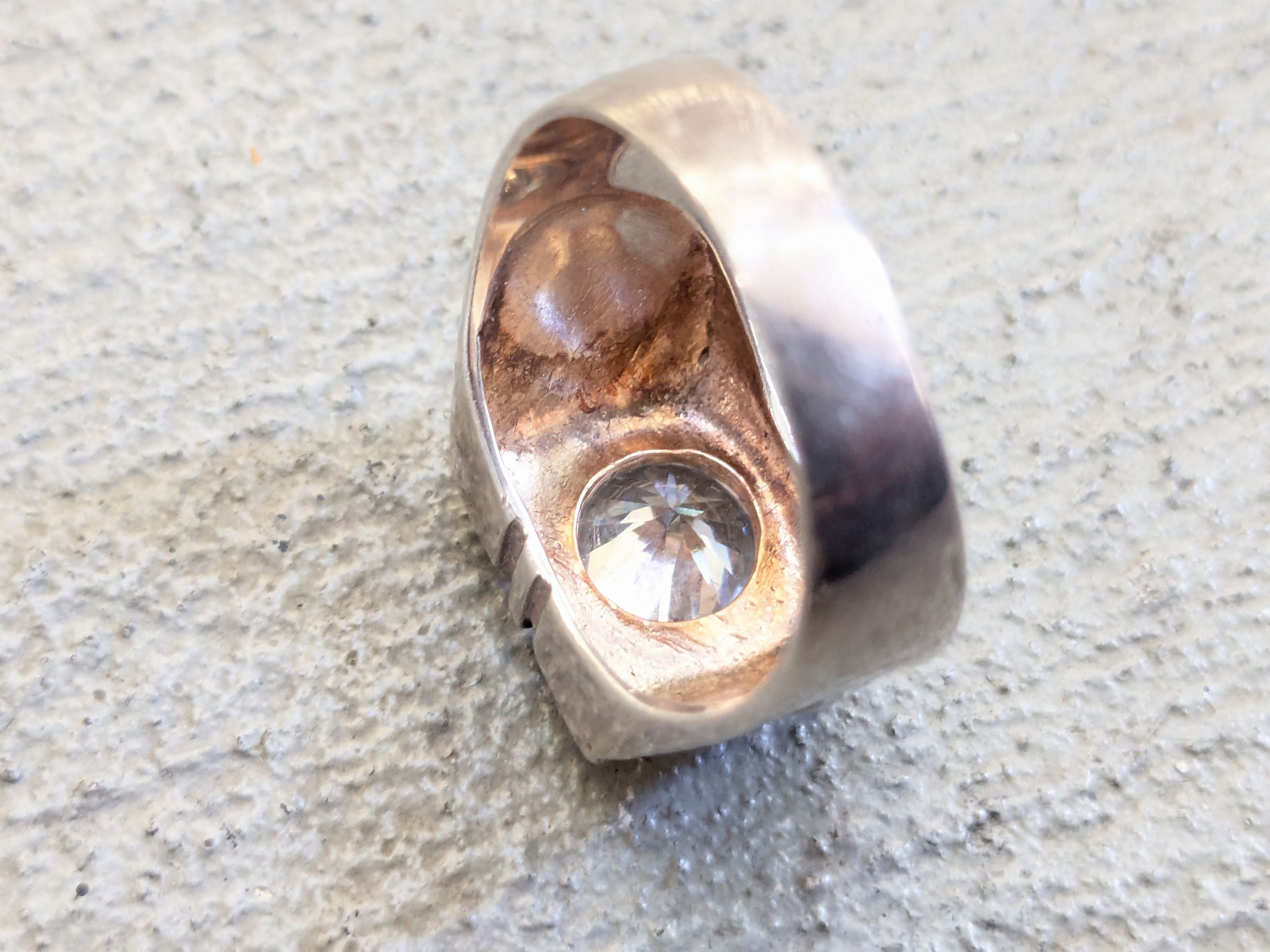 Vintage Vintage Sterling Silver Ring CZ 11 Round Modern Abstract Size ONE SIZE - 9 Thumbnail