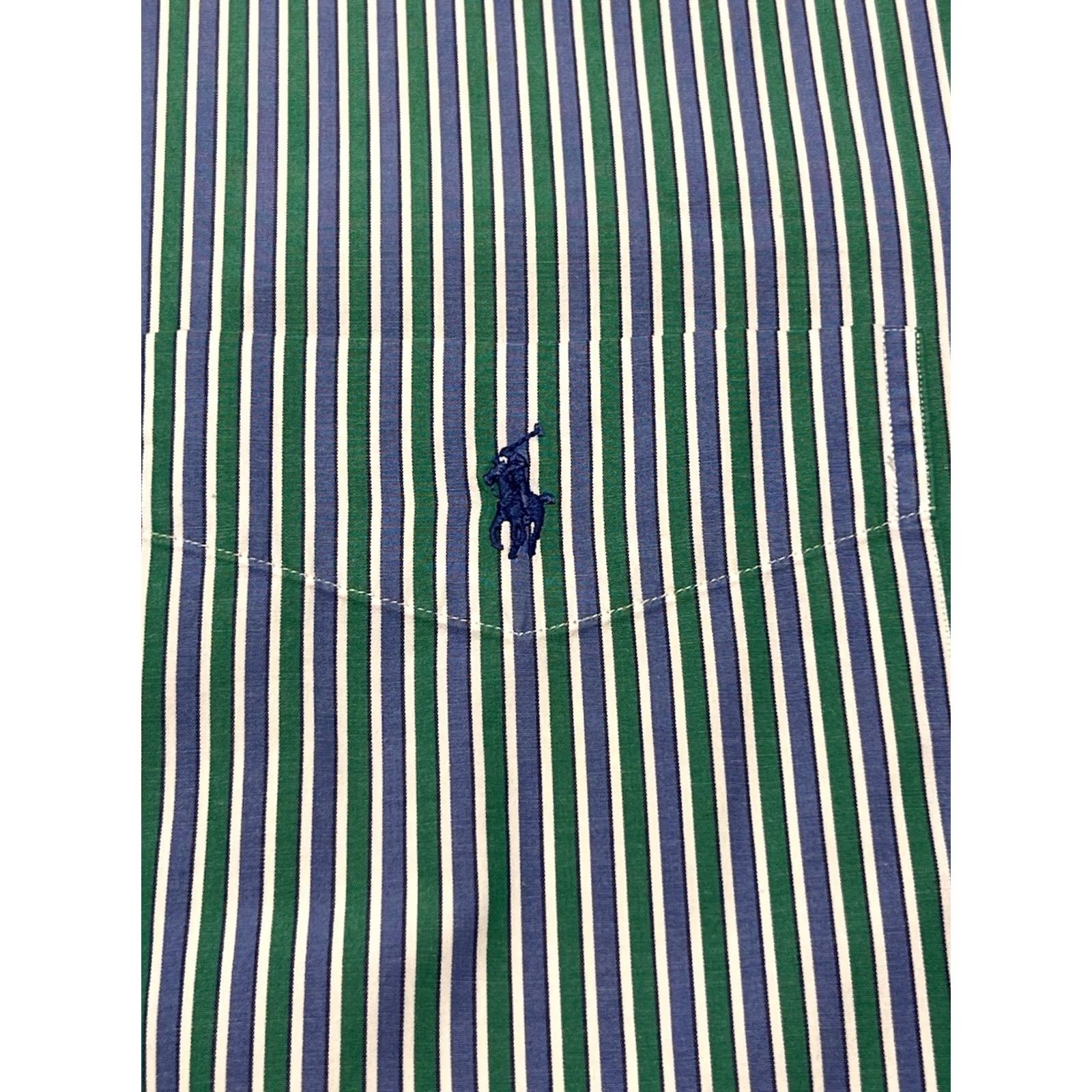 Ralph Lauren Ralph Lauren Blaire Button-Up Shirt Men 2XL Striped 100% Cotton Long Sleeve Green/Blue Classic Fit Bagger? Size US XXL / EU 58 / 5 - 2 Thumbnail