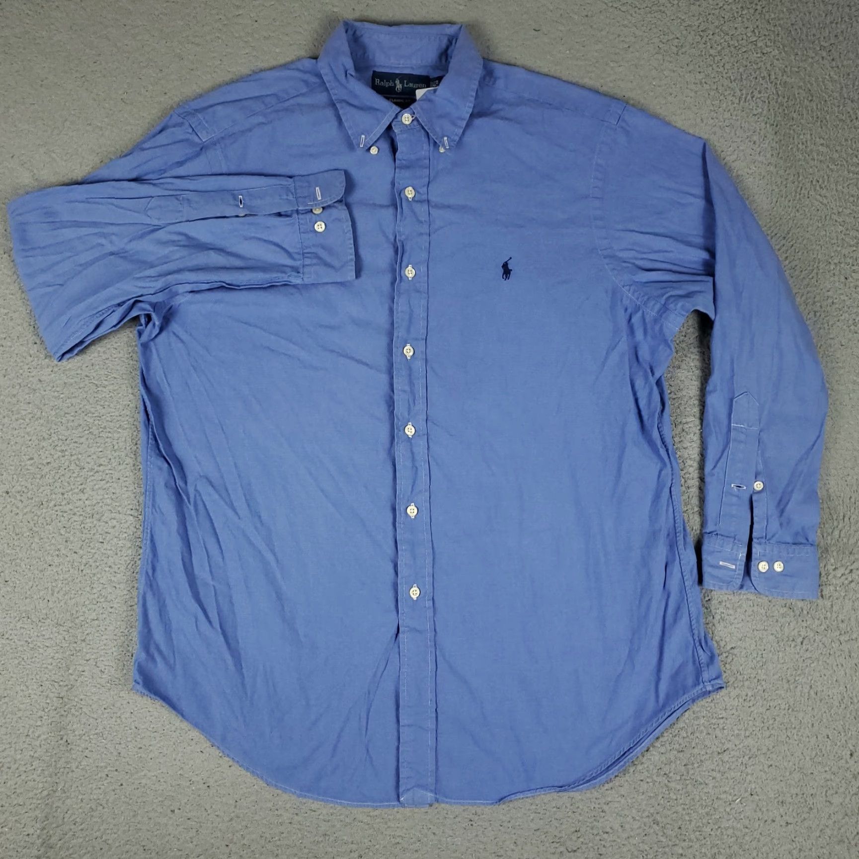Ralph Lauren Ralph Lauren Shirt Mens 16.5 Blue Pony Dress Button Up Long Sleeve Collar Down Non-Iron Pockets Classic American Modern Dress Shirt Men Size 46R - 3 Thumbnail
