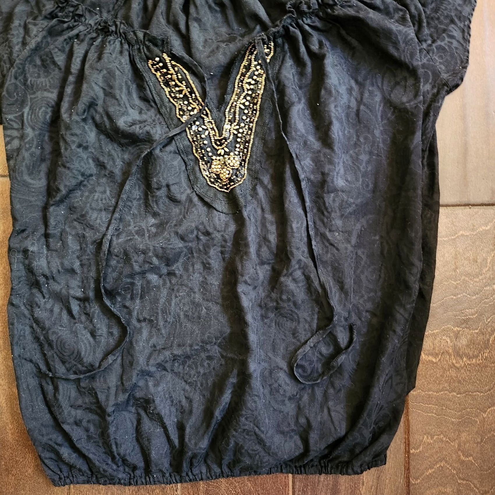 Vintage 6 Degrees Blouse L Black Women JUNIOR Floral Sleeveless Top Size Size L / US 10 / IT 46 - 2 Thumbnail