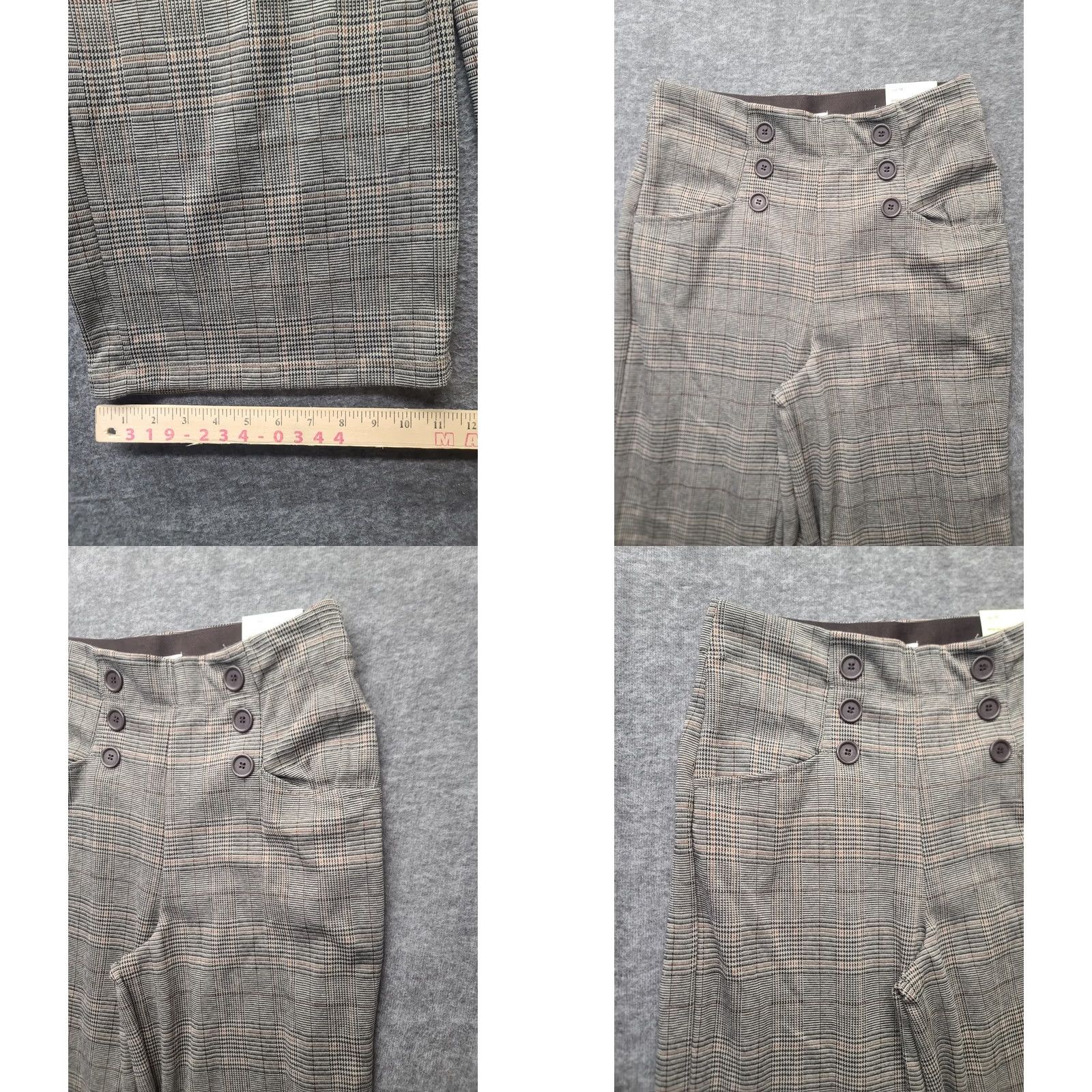 Vintage MAX STUDIO London Pants Womens M 28x30 Wide Leg High Rise Gray Polyester Rayon Spandex Geometric NWT Mens? Size 32" / US 10 / IT 46 - 8 Thumbnail