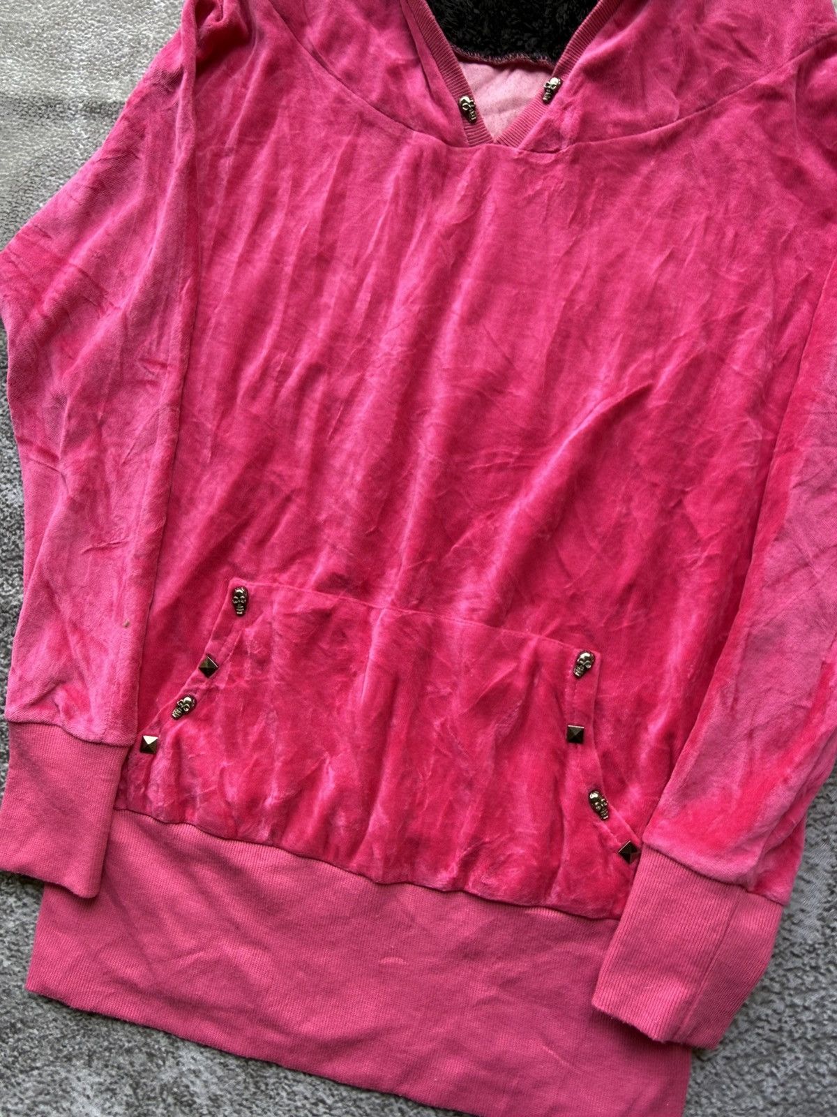 Japanese Brand Japanese Studded Skull Velvet Hoodie Size US L / EU 52-54 / 3 - 4 Thumbnail