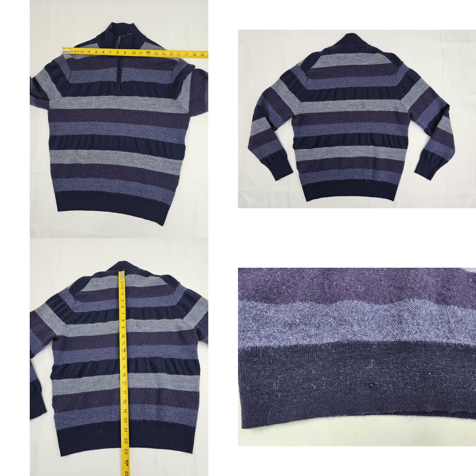 Jos. A. Bank Jos A Bank Sweater Women XL Blue Stripe Merino Wool Mock Neck 1/4 Zip Pullover Size XL / US 12-14 / IT 48-50 - 8 Thumbnail
