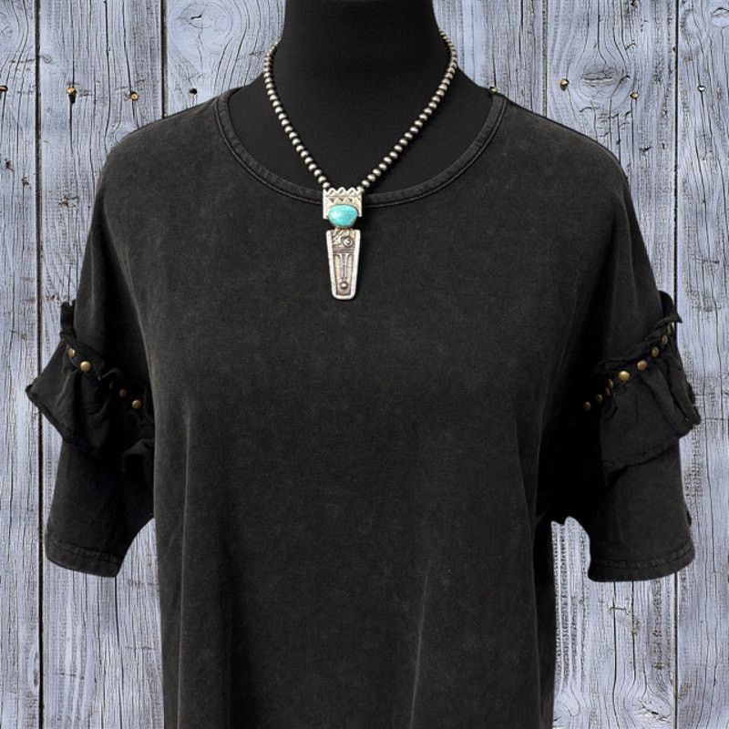Native 2009 JOEL PAJARITO Tufa Cast & Turquoise Corn Maiden Pendant Size ONE SIZE - 3 Thumbnail