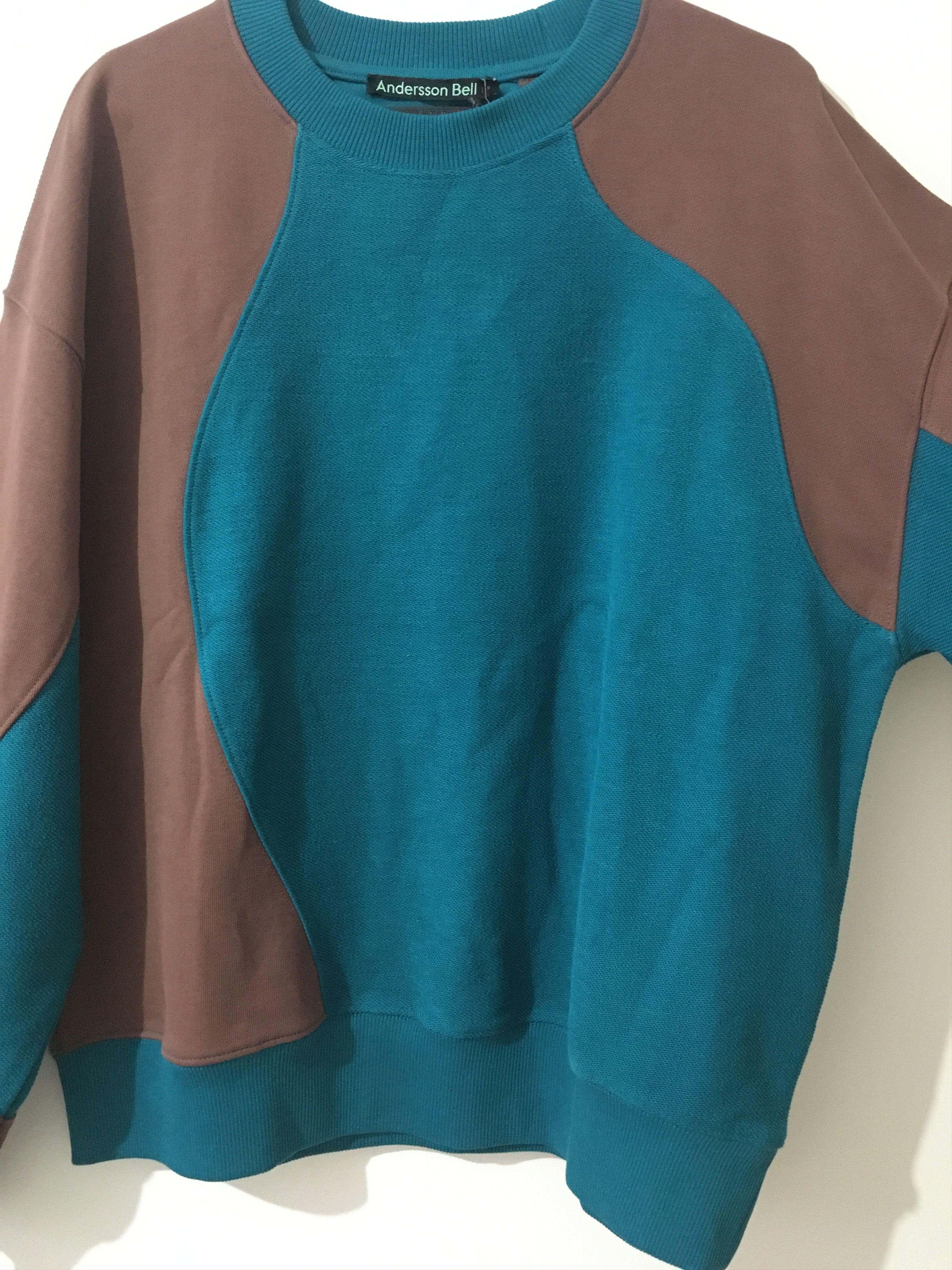 Inside Out Curved Sweatshirt Blue Green Brown