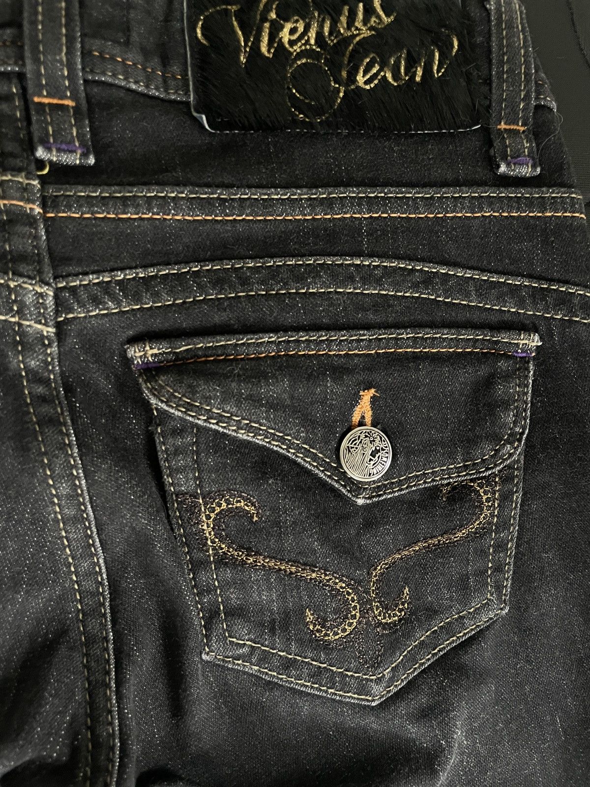 If Six Was Nine 2000s Japanese archive Vkei Flared Dark-Wash Jeans Y2K Size US 30 / EU 46 - 7 Thumbnail