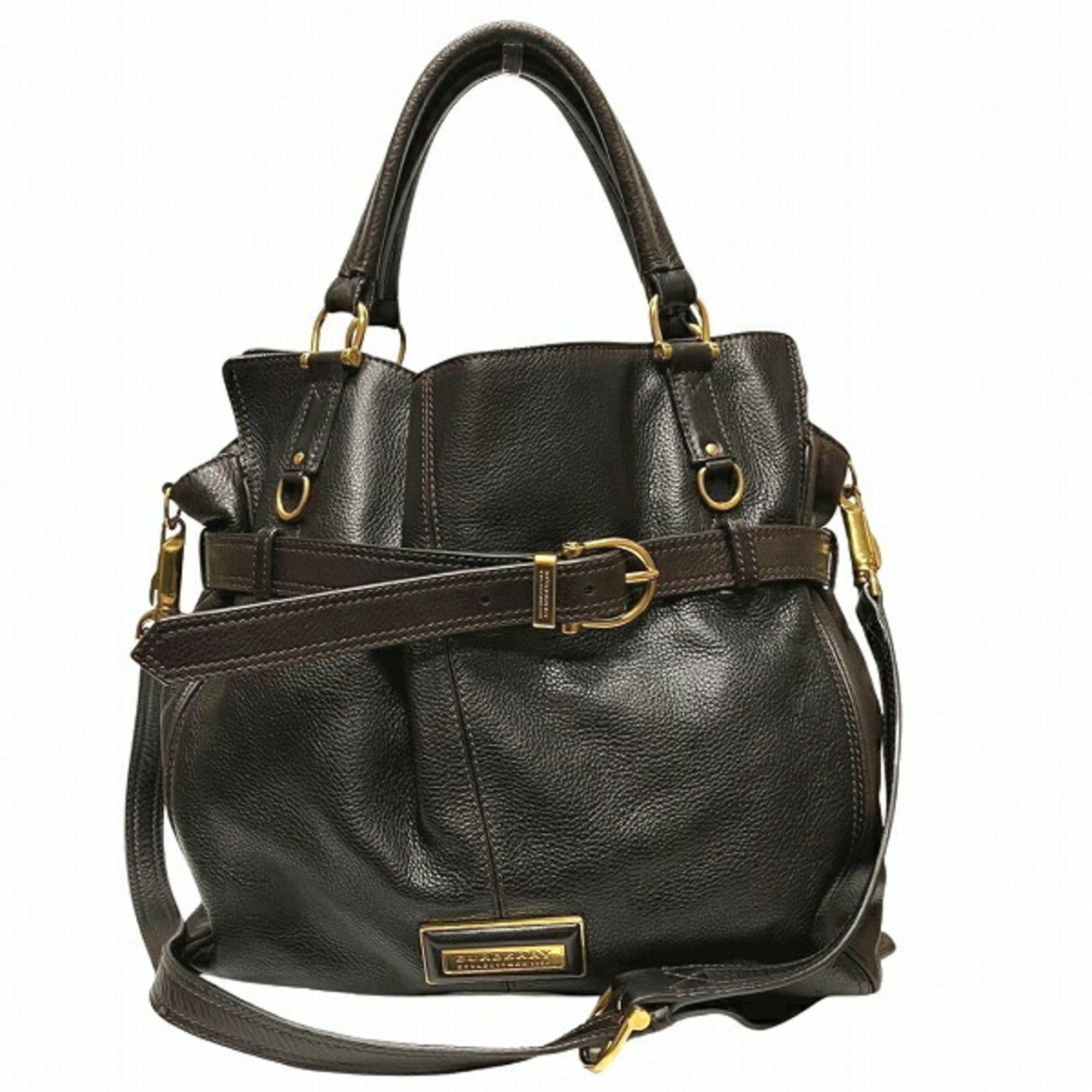 image of Burberry Brown Leather 2Way Bag Shoulder Handbag Ladies, Women's