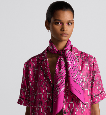 Dior o1w1db10625 Size : OS / Square Scarf in White/Fuchsia Size ONE SIZE - 5 Thumbnail