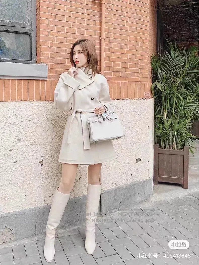 Hermes Hermes Oatmeal colored turn-down collar cashmere coat Size XS / US 0-2 / IT 36-38 - 8 Thumbnail