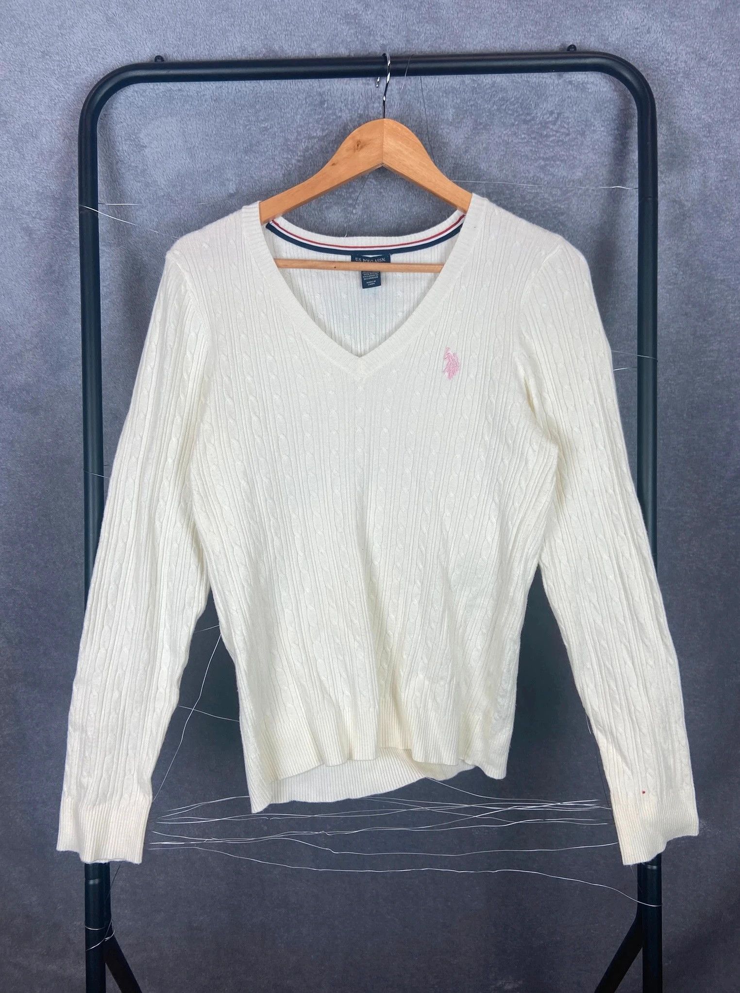 U.S. Polo Assn. Cream U.S. Polo sweater cable knit S Size L / US 10 / IT 46 - 1 Thumbnail