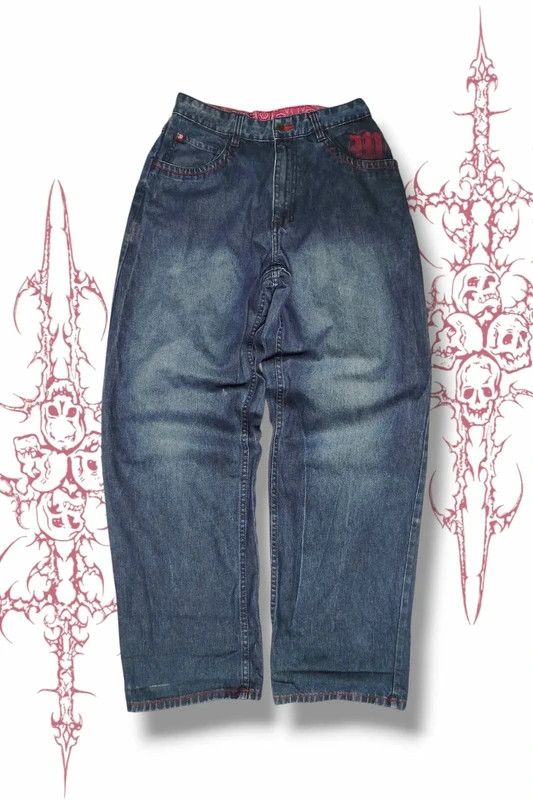 Makaveli Wide Leg Pants Jnco Style Y2K Swag Rap W34