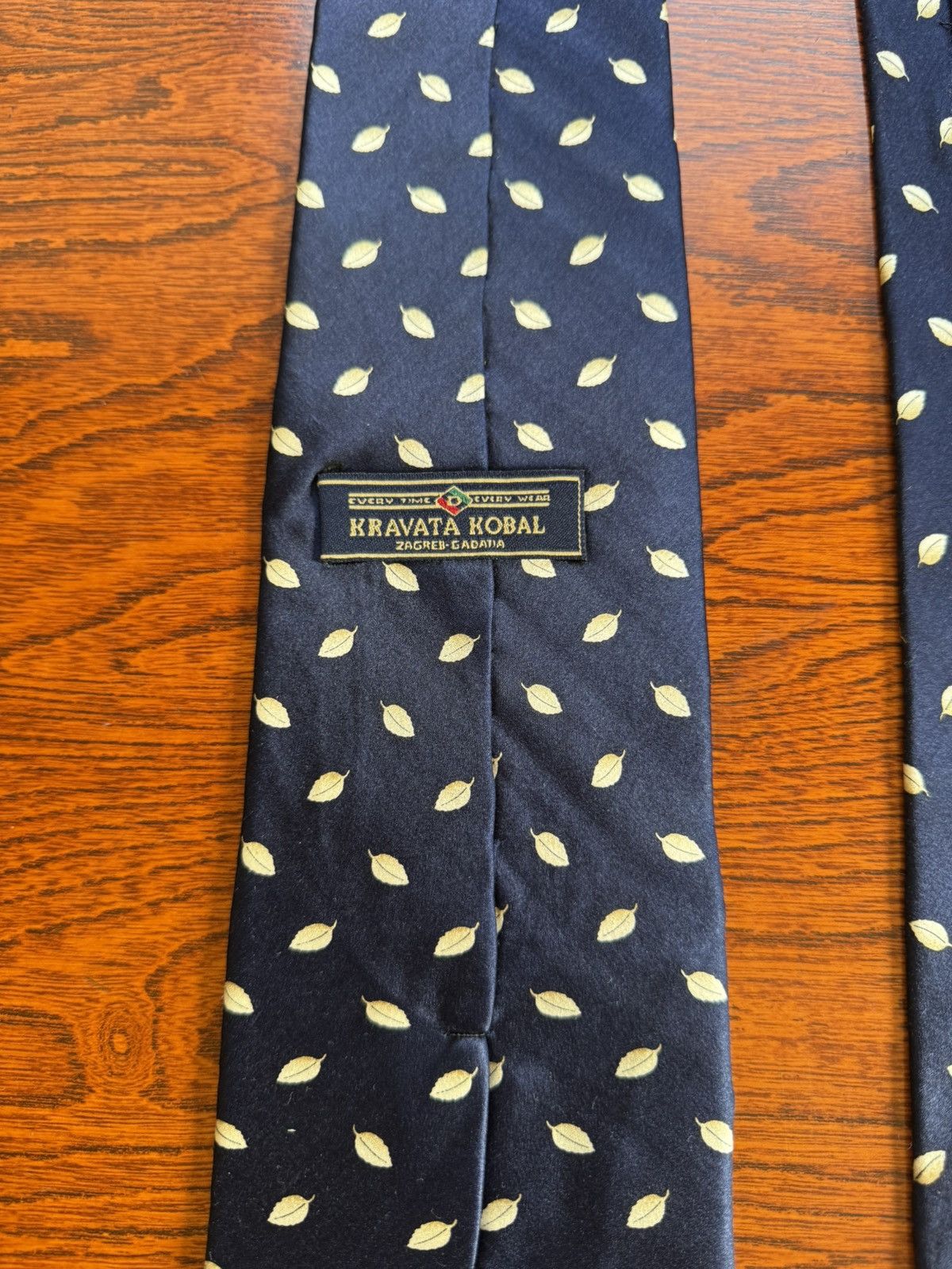 Other Kravata Kobal Navy Silk Tie with Leaf Motif Size ONE SIZE - 4 Thumbnail