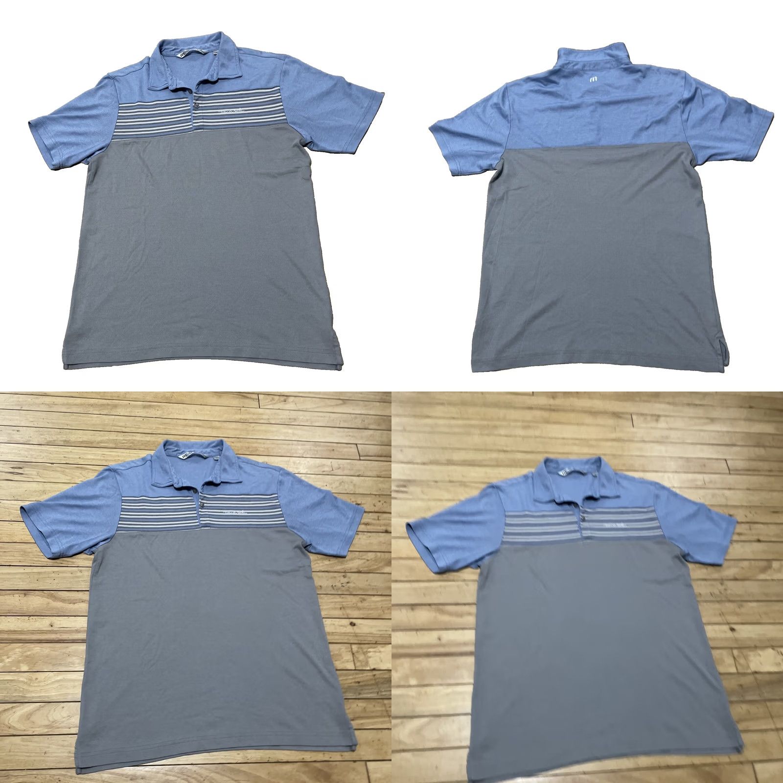 TravisMathew Travis Mathew Polo Shirt Men M Blue Peru Pima Cotton Blend Striped Chambray Golf Shirt Size US M / EU 48-50 / 2 - 9 Thumbnail