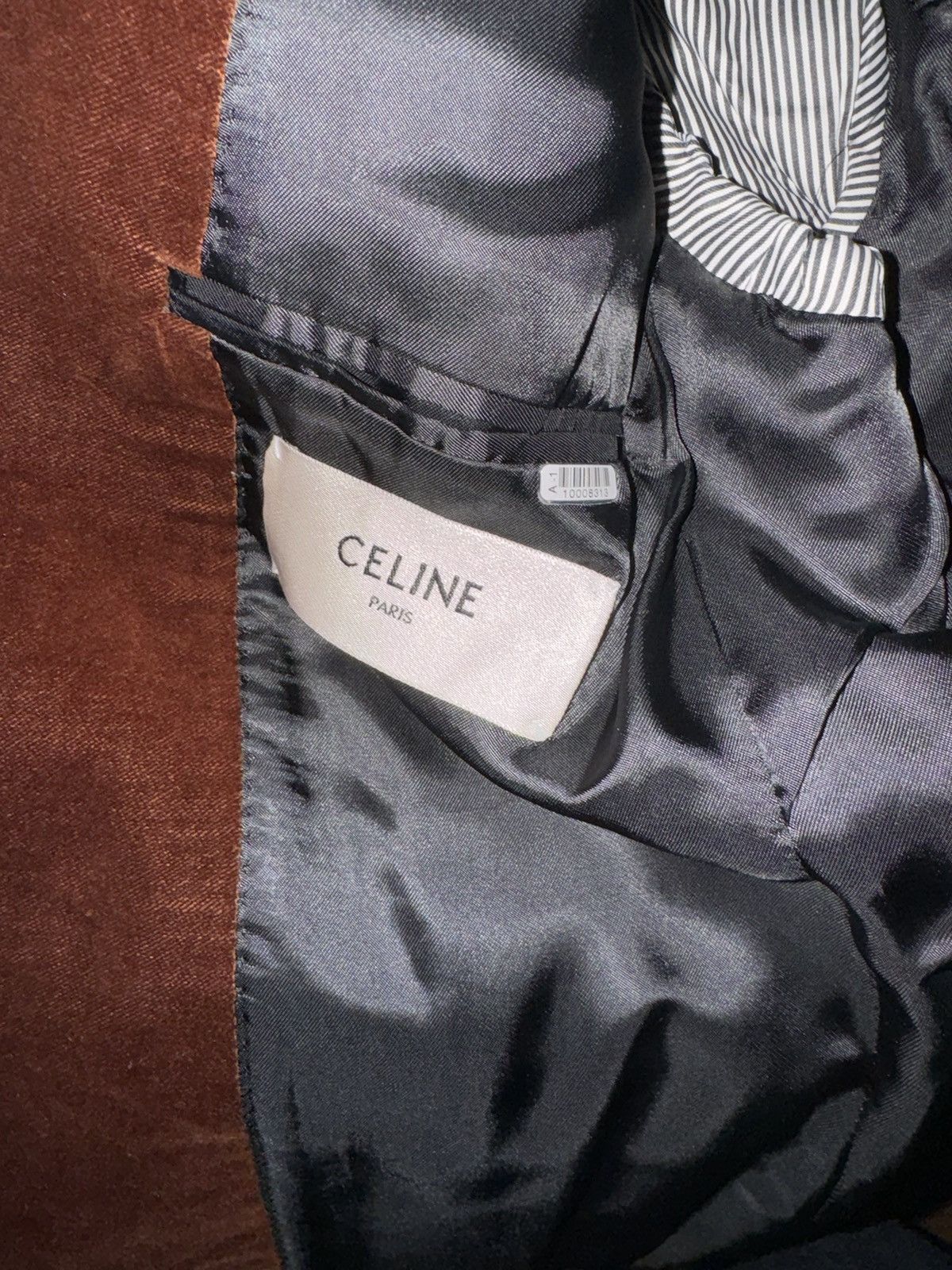 Celine × Hedi Slimane Double Breasted Velvet Blazer Size 44R - 3 Thumbnail