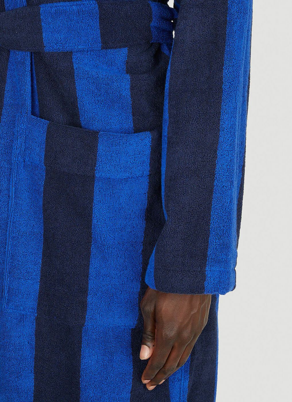 Tekla o1mle0325 Unisex Hooded Bathrobe in Navy Blockstripes Size US XL / EU 56 / 4 - 4 Thumbnail