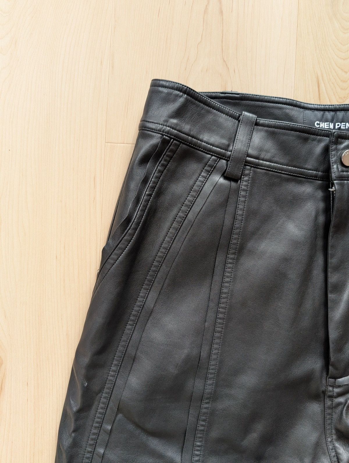 CHENPENG Black Cocoon Shaped Faux-Leather Pants Size US 32 / EU 48 - 3 Thumbnail