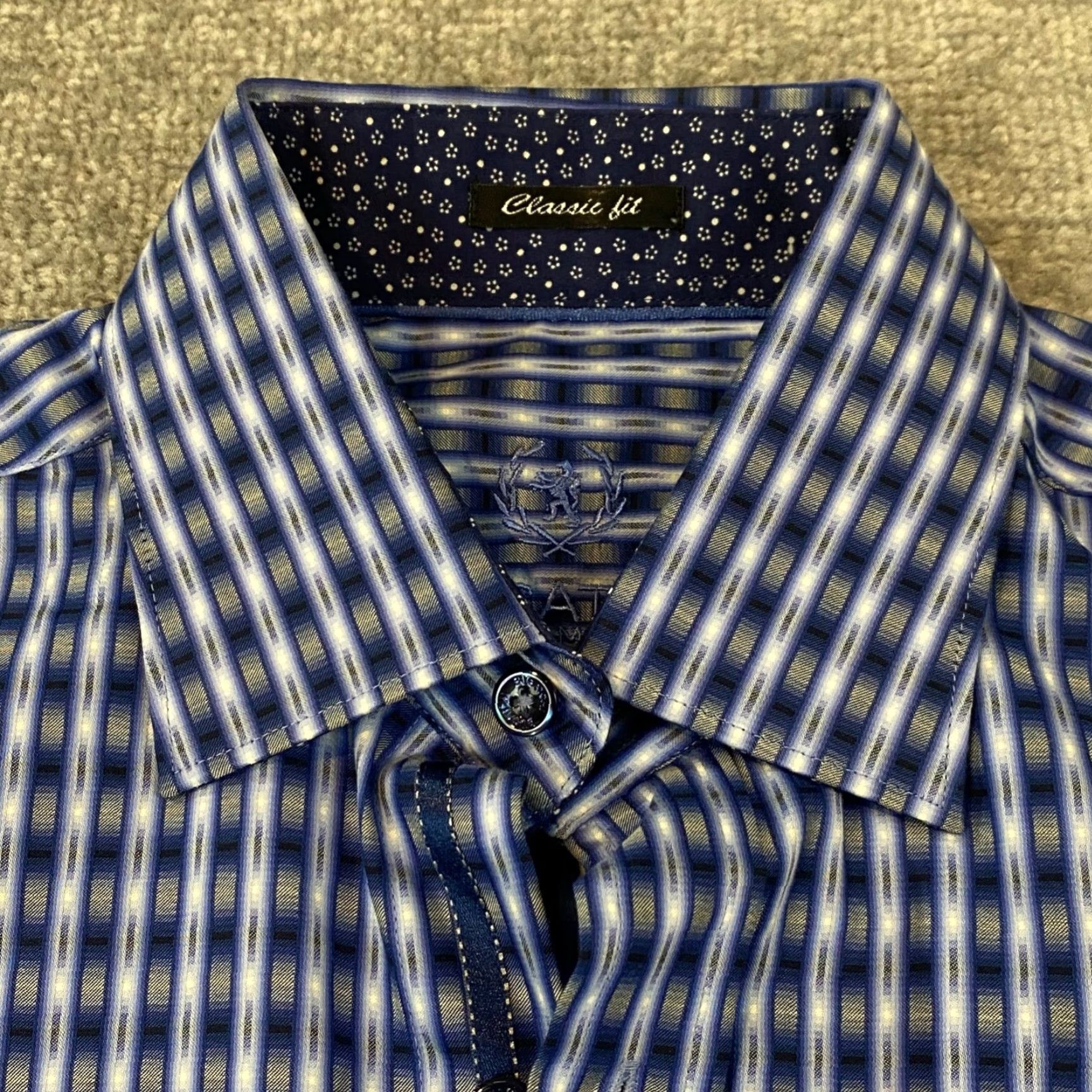 BUGATCHI BUGATCHI Shirt Mens Small Blue Plaid Geometric Button Up Casual Dress Top L/S Size US S / EU 44-46 / 1 - 2 Thumbnail
