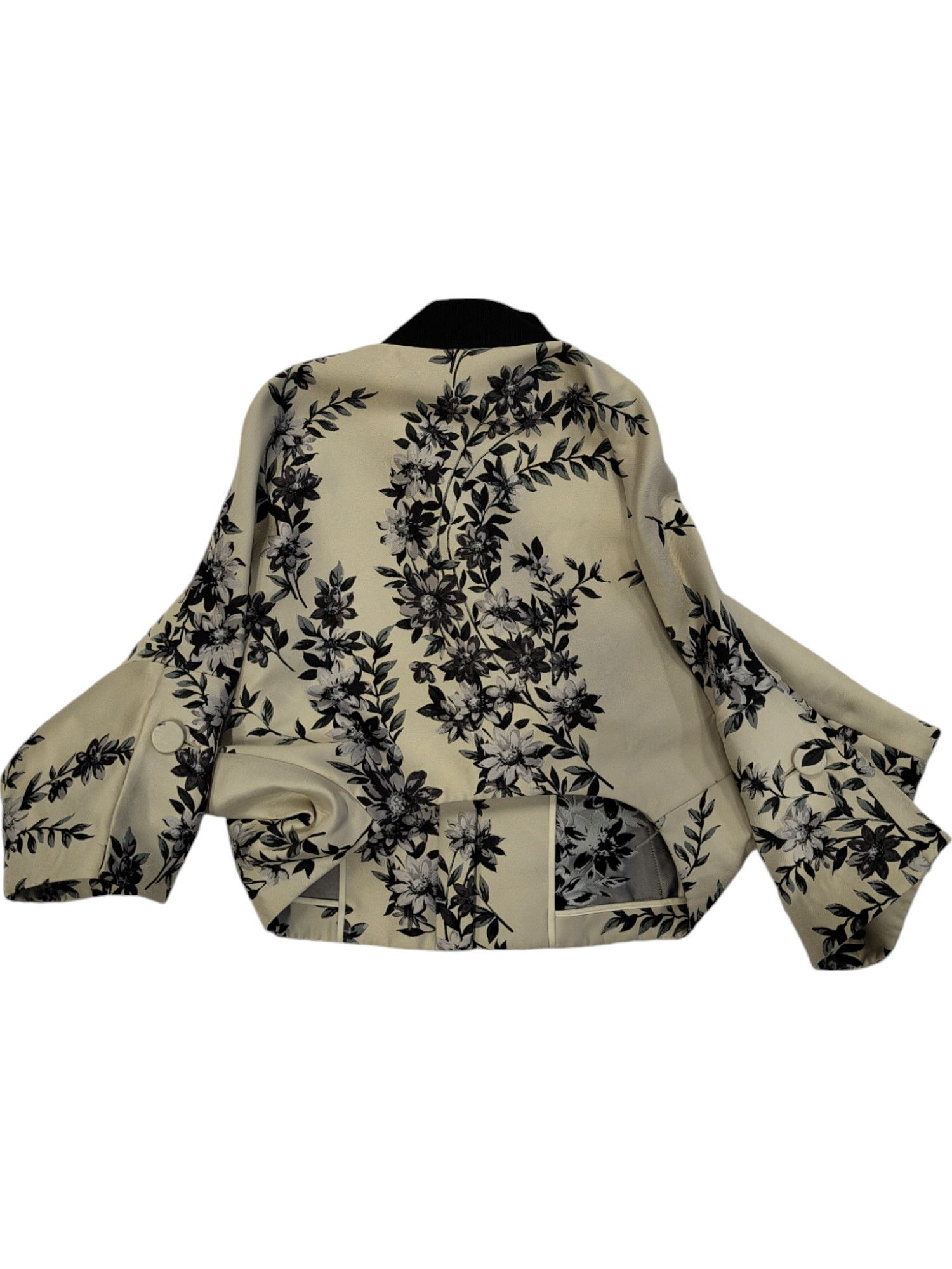 Fendi Beige And Black Floral Print Zip Up Jacket Size XS / US 0-2 / IT 36-38 - 2 Thumbnail