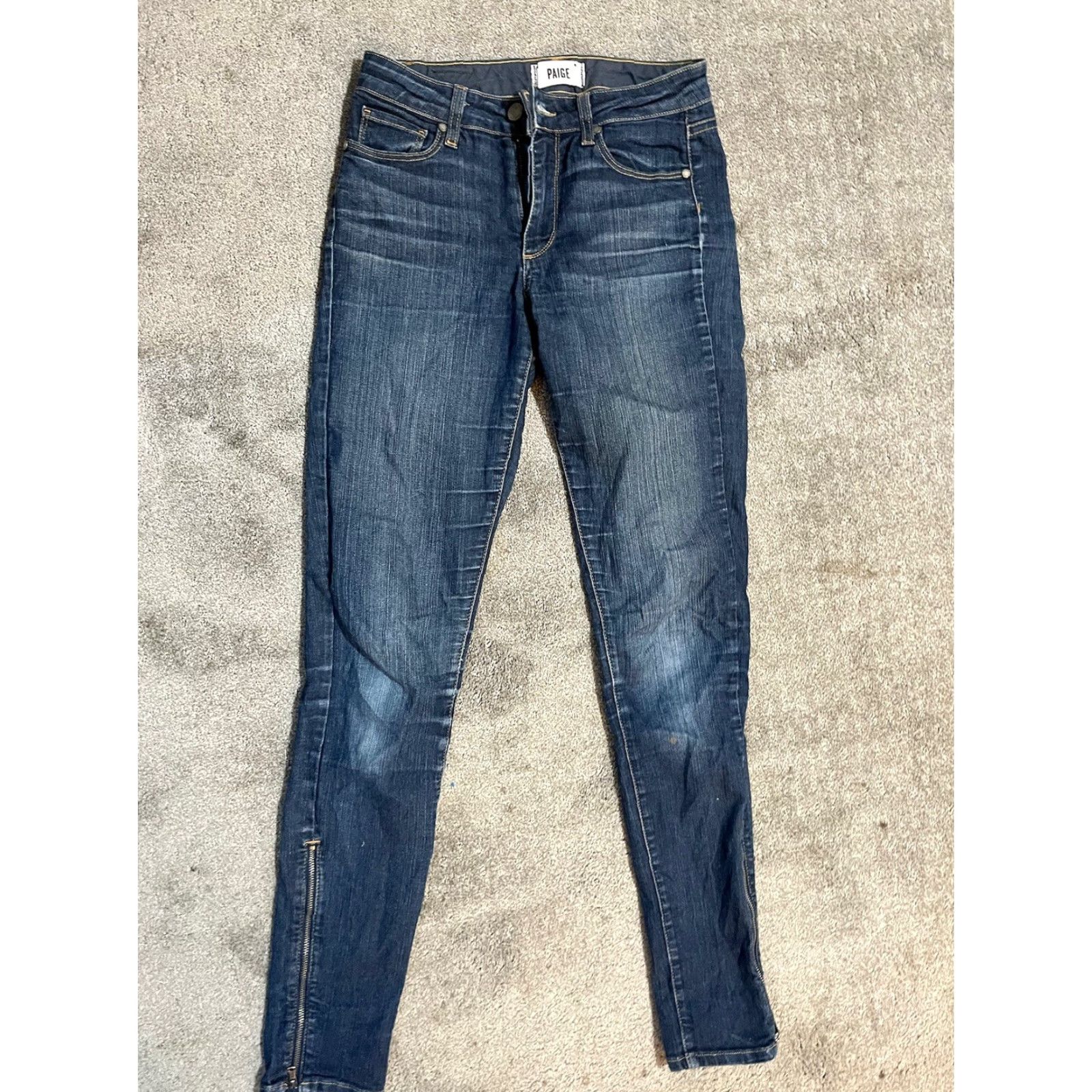 Paige Paige Jeans Woman Dark Blue Zip Ankle Hoxton Low Rise Ultra Skinny 27 | Skinny Jeans Women’s Blue Paige Slim Pockets Size 27" / US 4 / IT 40 - 3 Thumbnail