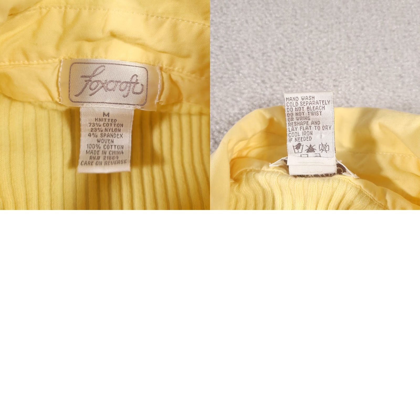 Vintage VINTAGE Foxcroft Knit Button-Up Cardigan Sweater Collar Shirt Women's Med Yellow Ribbed Size M / US 6-8 / IT 42-44 - 9 Thumbnail