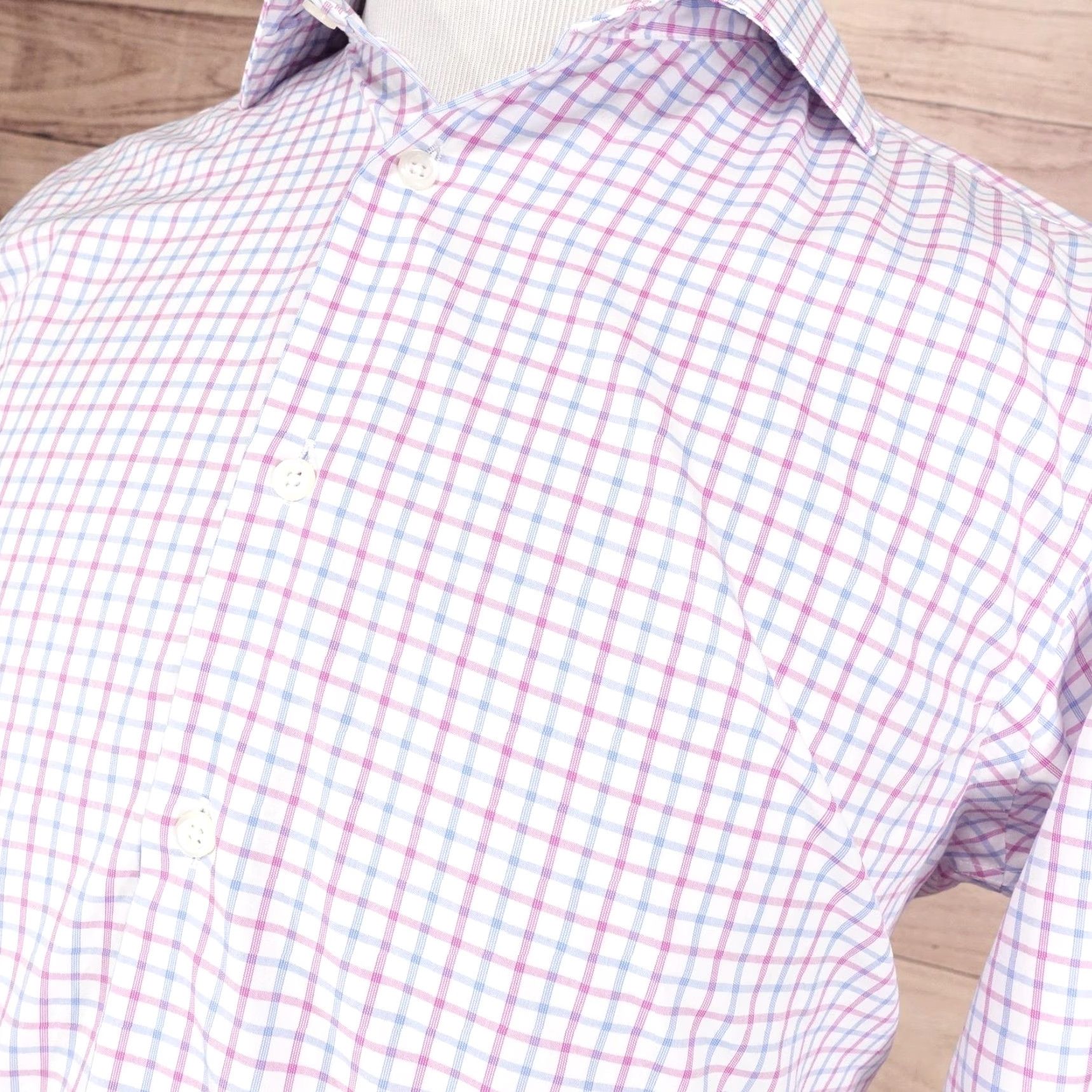 Pronto Uomo Pronto Uomo Dress Shirt Men 16/34-35 Slim Non-Iron Check Plaid Multicolor 100% Cotton Shirt Mens Size 42R - 2 Thumbnail