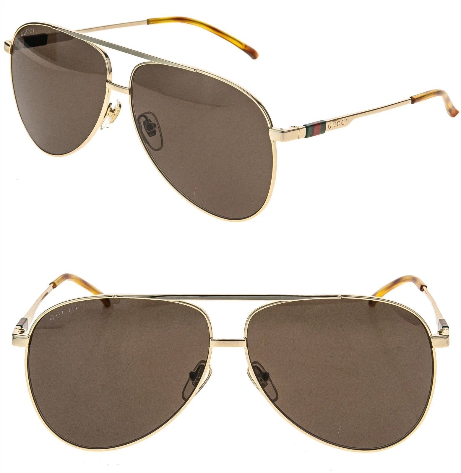 Gucci GUCCI GG1677S Stripe 1677 Gold Sport Aviator Sunglasses 002 Size ONE SIZE - 1 Thumbnail
