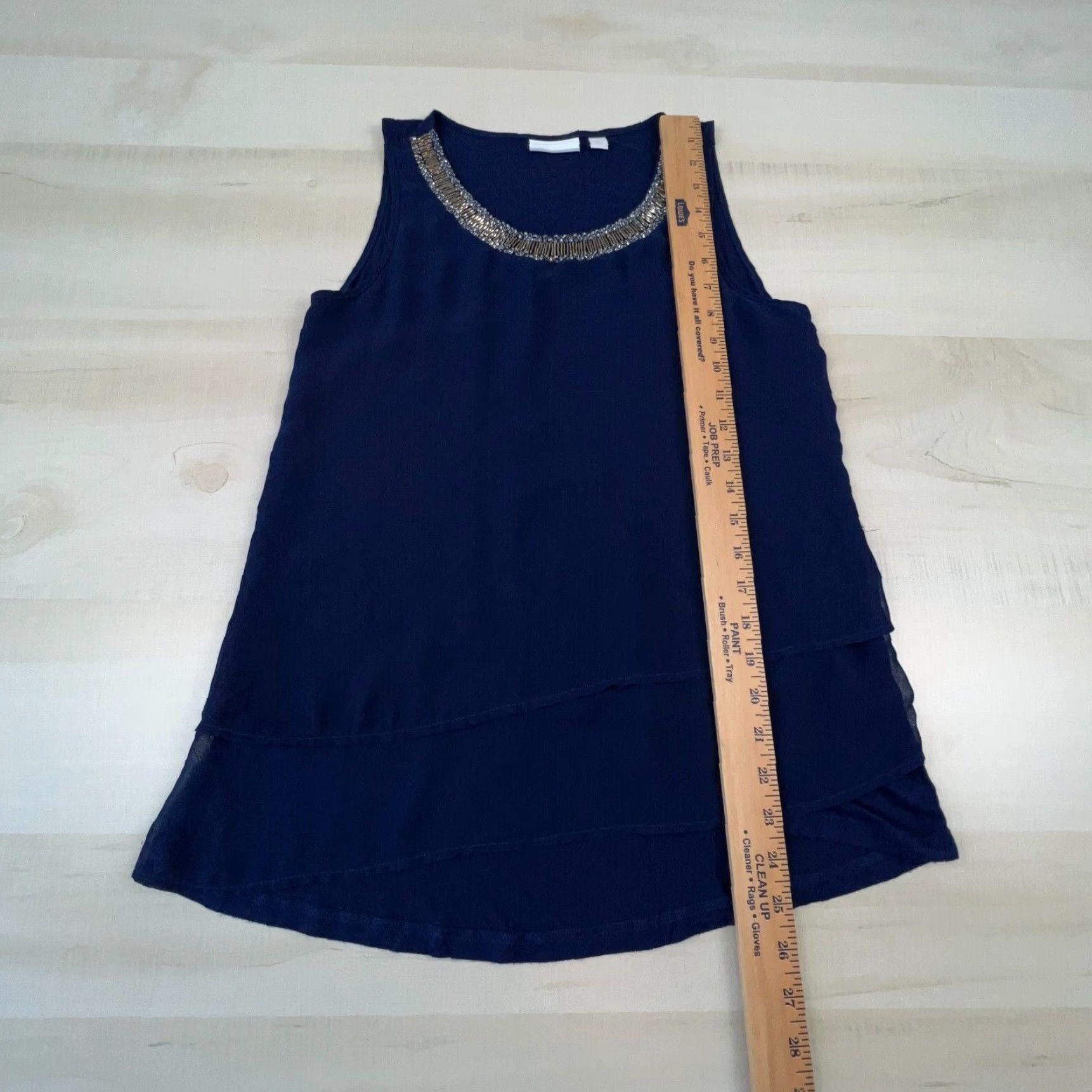 Vintage NY&Co Women's Blue Beaded Neckline Sleeveless Blouse Top XS Size XS / US 0-2 / IT 36-38 - 7 Thumbnail