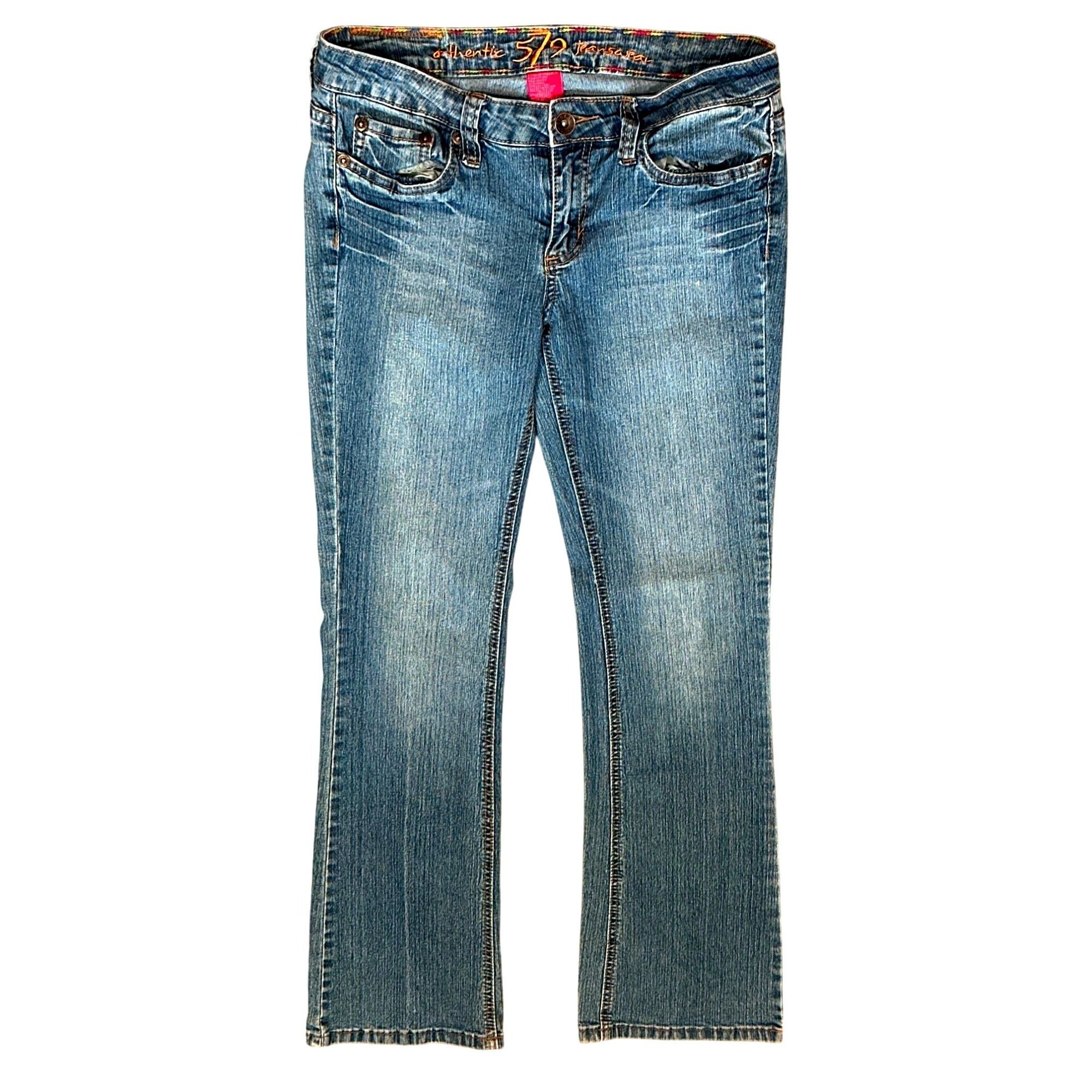 Other Authentic 579 Jeanswear Denim Blue Mid Rise Straight Leg Emb Size 31" - 11 Thumbnail