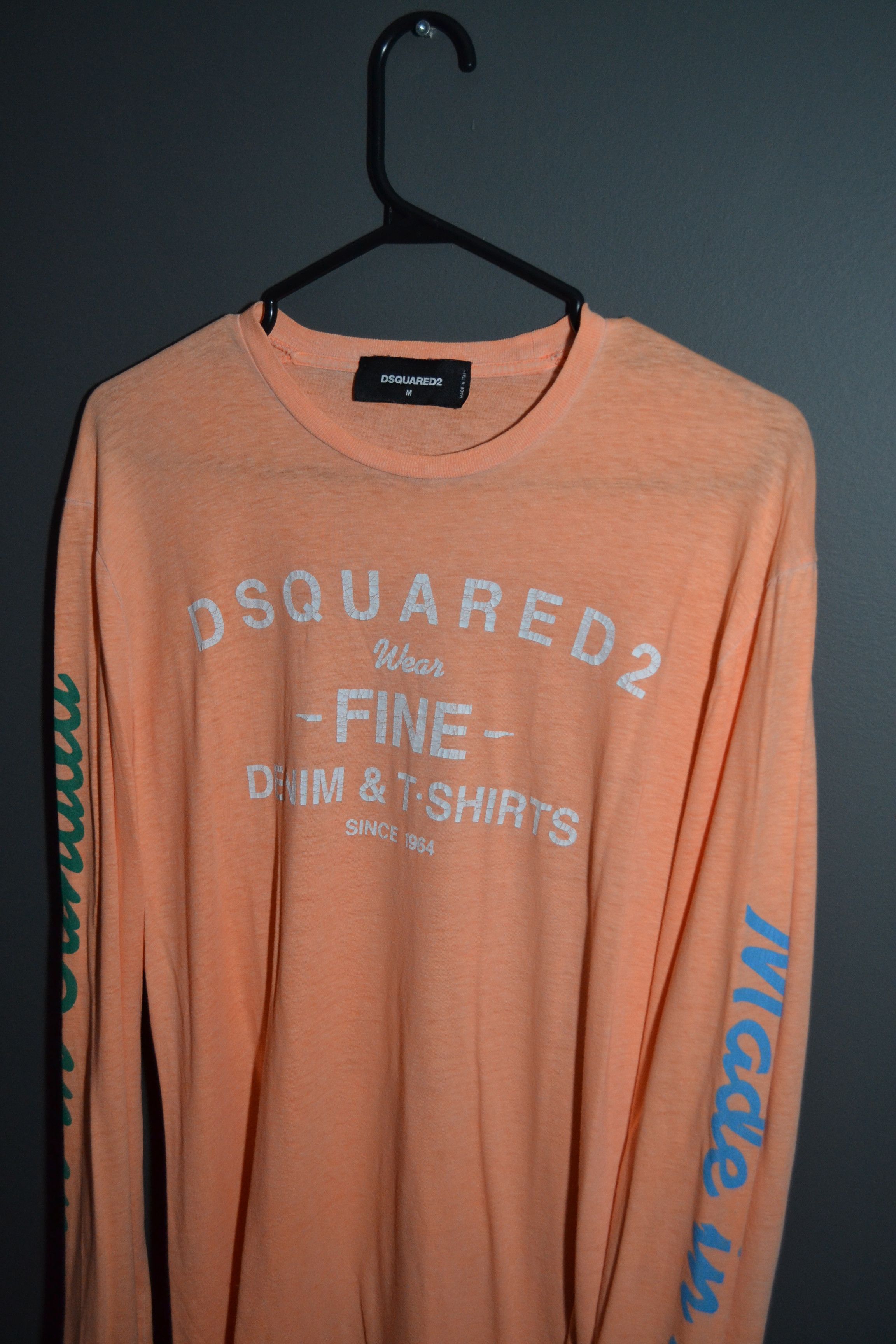 Dsquared2 M size Peach Longsleeve Spellout Logo T-shirt