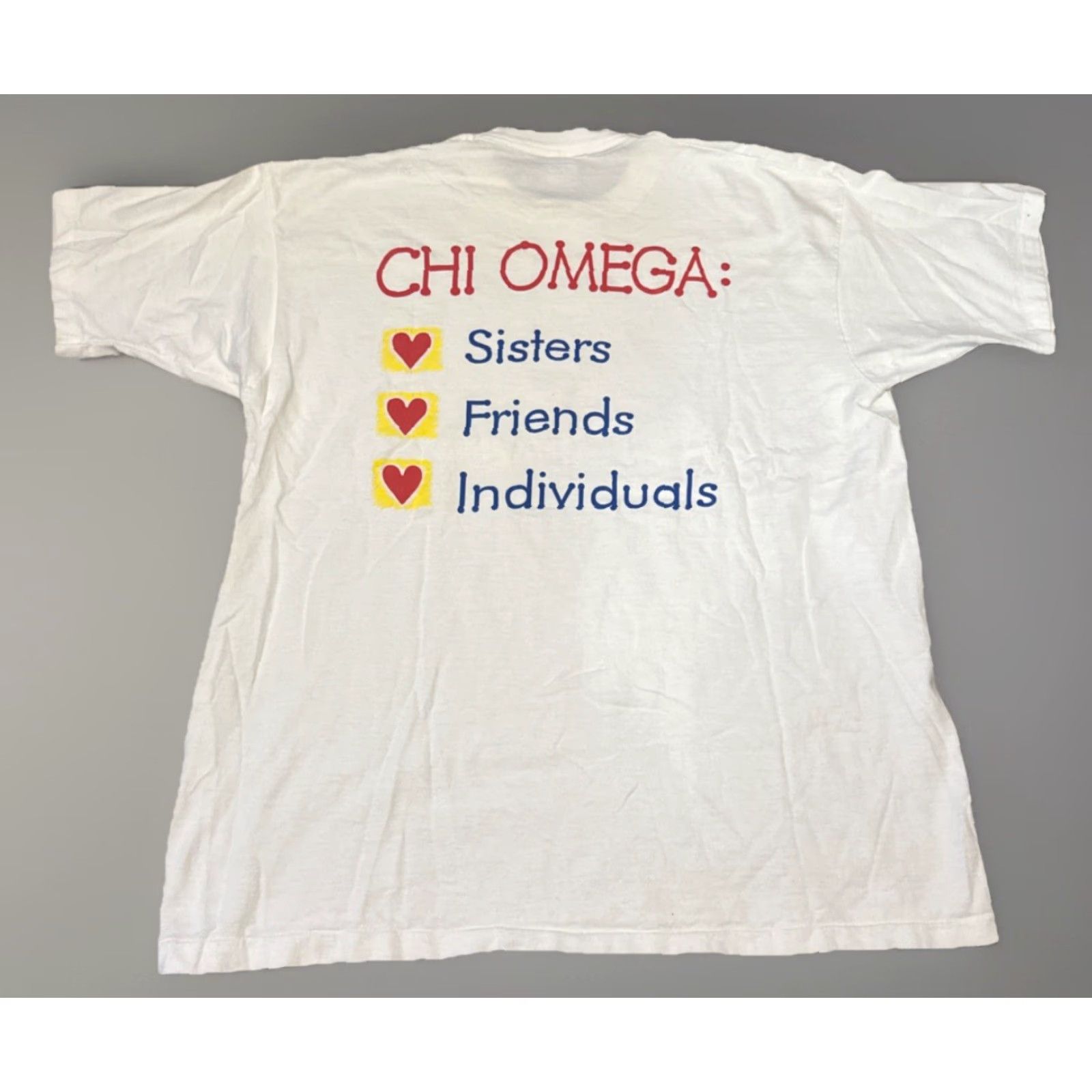 Fruit Of The Loom VINTAGE 1994 Chi Omega University Cincinnati Frat Sorority Greek Life T-Shirt XL Women White Fruit of the Loom Shirt Size XL / US 12-14 / IT 48-50 - 2 Thumbnail