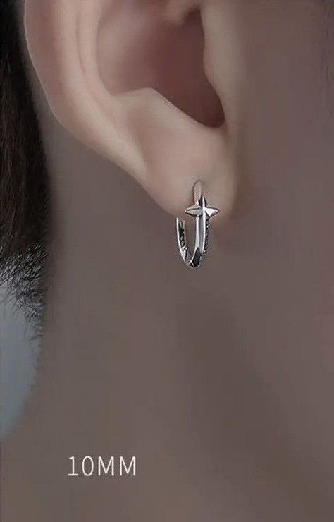 Jewelry × Vintage Unisex Stainless Steel Simple Small Cross Star Earrings Size ONE SIZE - 4 Thumbnail