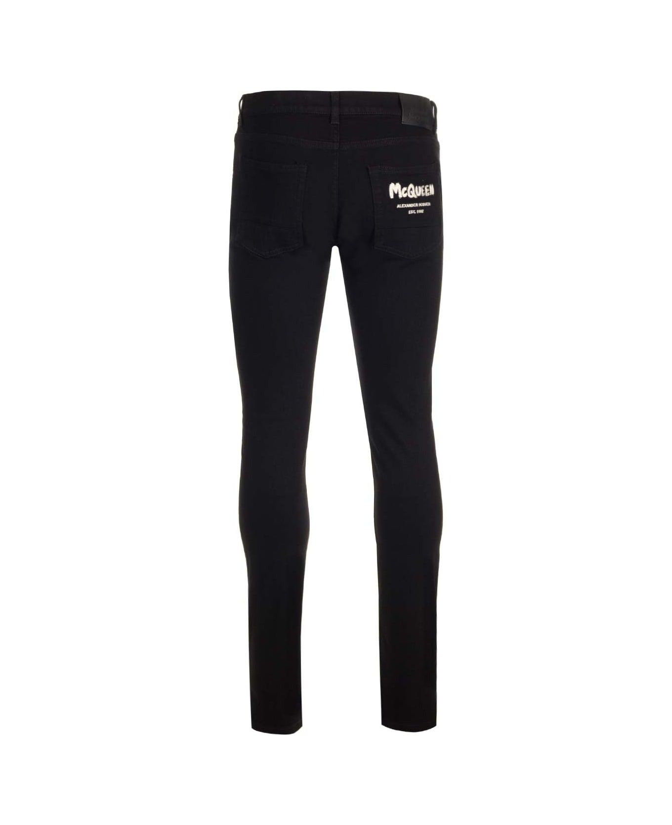 Alexander McQueen o1w1db10725 Graffiti EMB Jeans in Black Size US 30 / EU 46 - 2 Thumbnail
