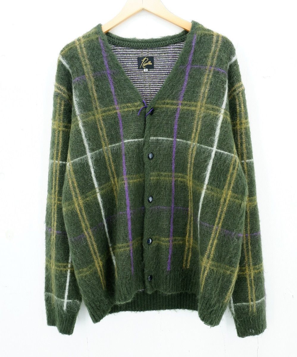 Needles Sweater Checkered Mohair Cardigan Green Size US M / EU 48-50 / 2 - 1 Thumbnail