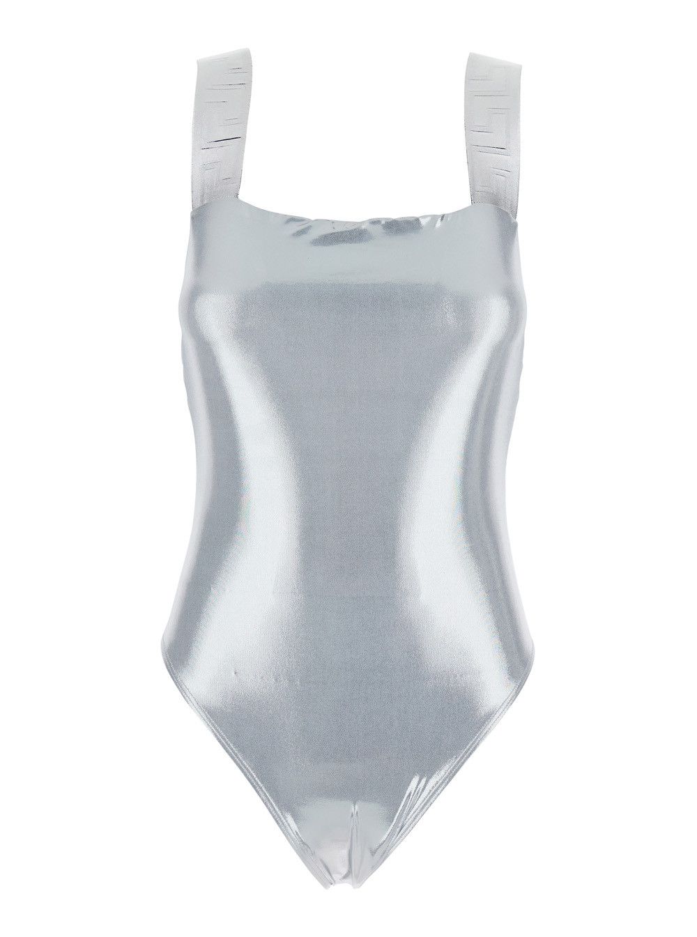Versace One-Piece Swimsuit with Greca Detail on the Straps in Stretch Tech Fabric for Women Size L / US 10 / IT 46 - 1 Thumbnail