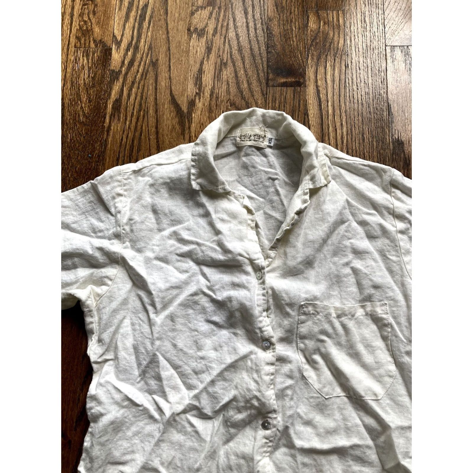 Bell Bella Notte Tunic Shirt XS Womens Ivory Button-Up 100% Linen USA Made Quiet Luxury Size XS / US 0-2 / IT 36-38 - 4 Thumbnail