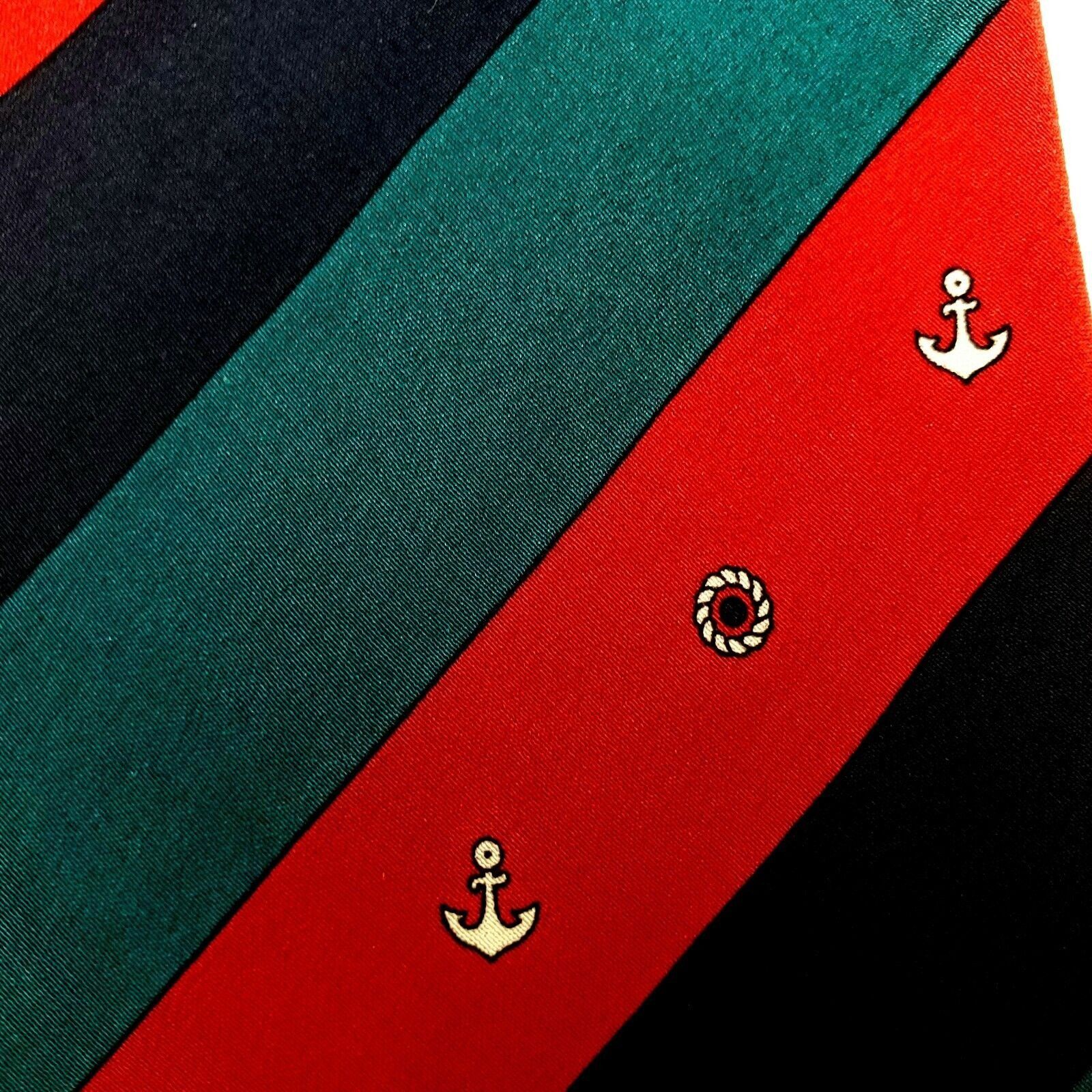 Ermenegildo Zegna Ermenegildo Zegna Silk Tie Red Blue Striped Anchor Skinny Size ONE SIZE - 2 Thumbnail