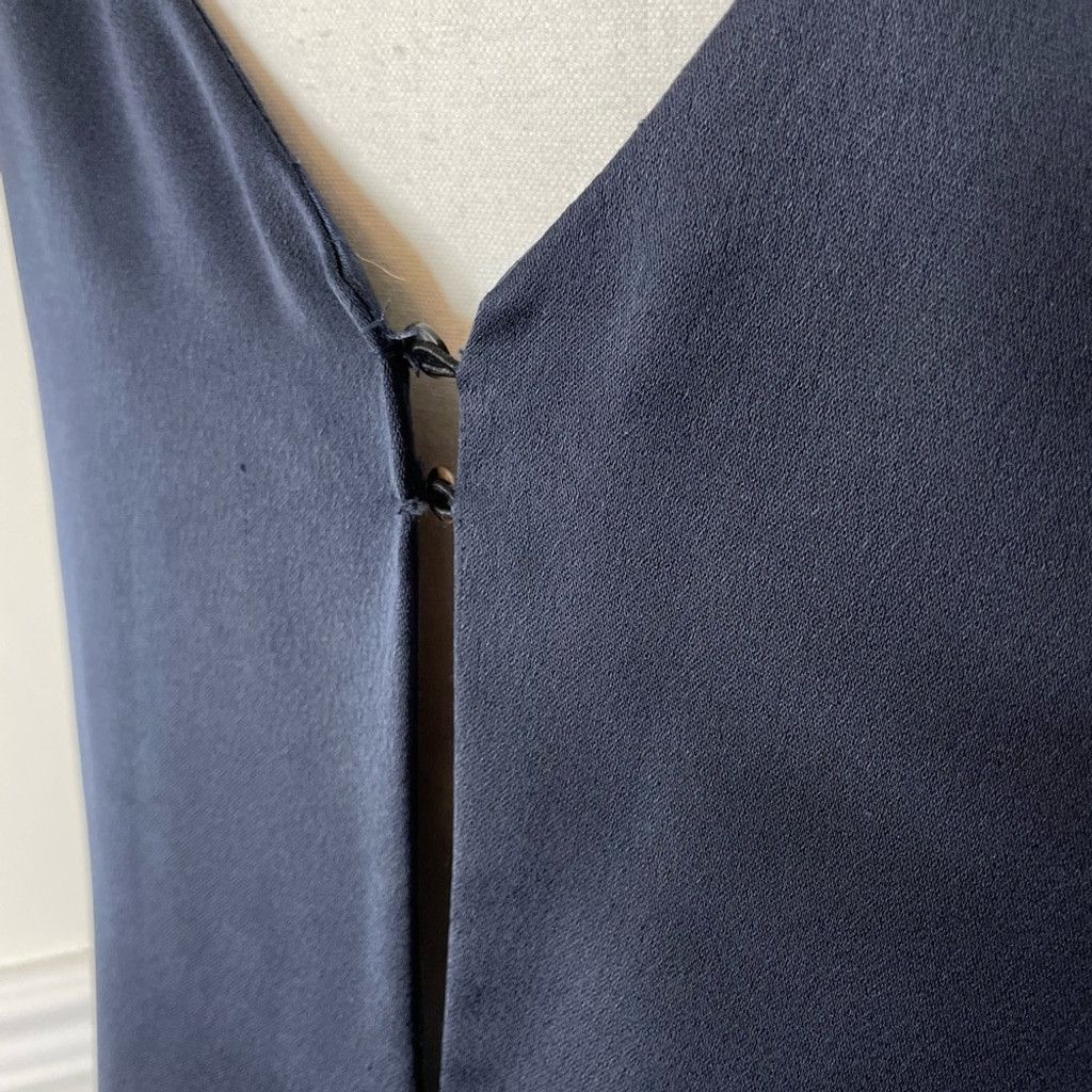 Mango Mango Premium Navy Satin WideLeg CullootteCropped Jumpsuit S Size 27" / US 4 / IT 40 - 9 Thumbnail