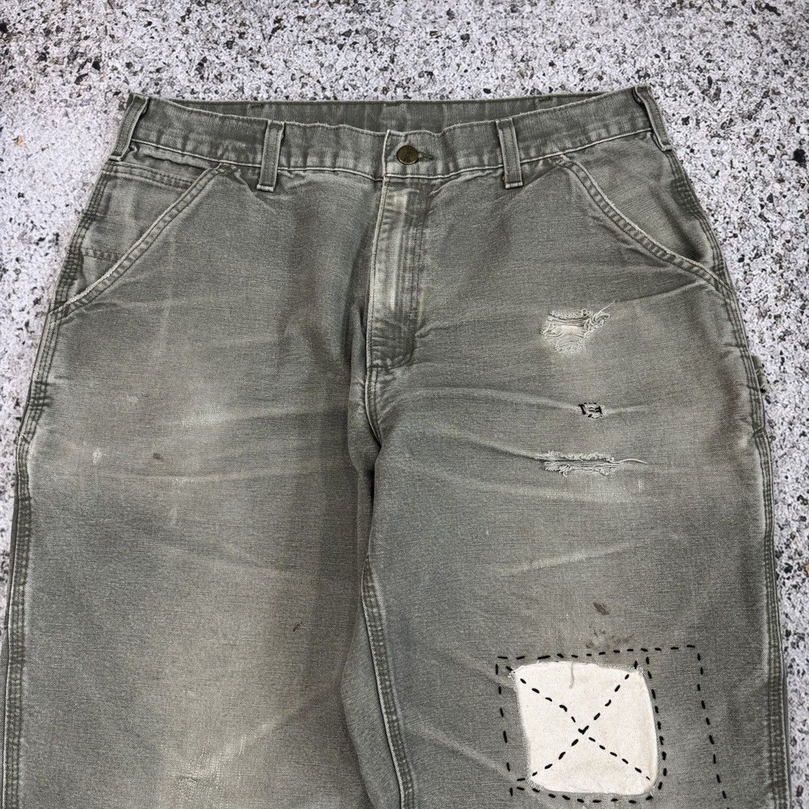 Carhartt Thrashed Faded Distressed Carhartt Pants ERD Grunge Chrome Size US 34 / EU 50 - 9 Thumbnail