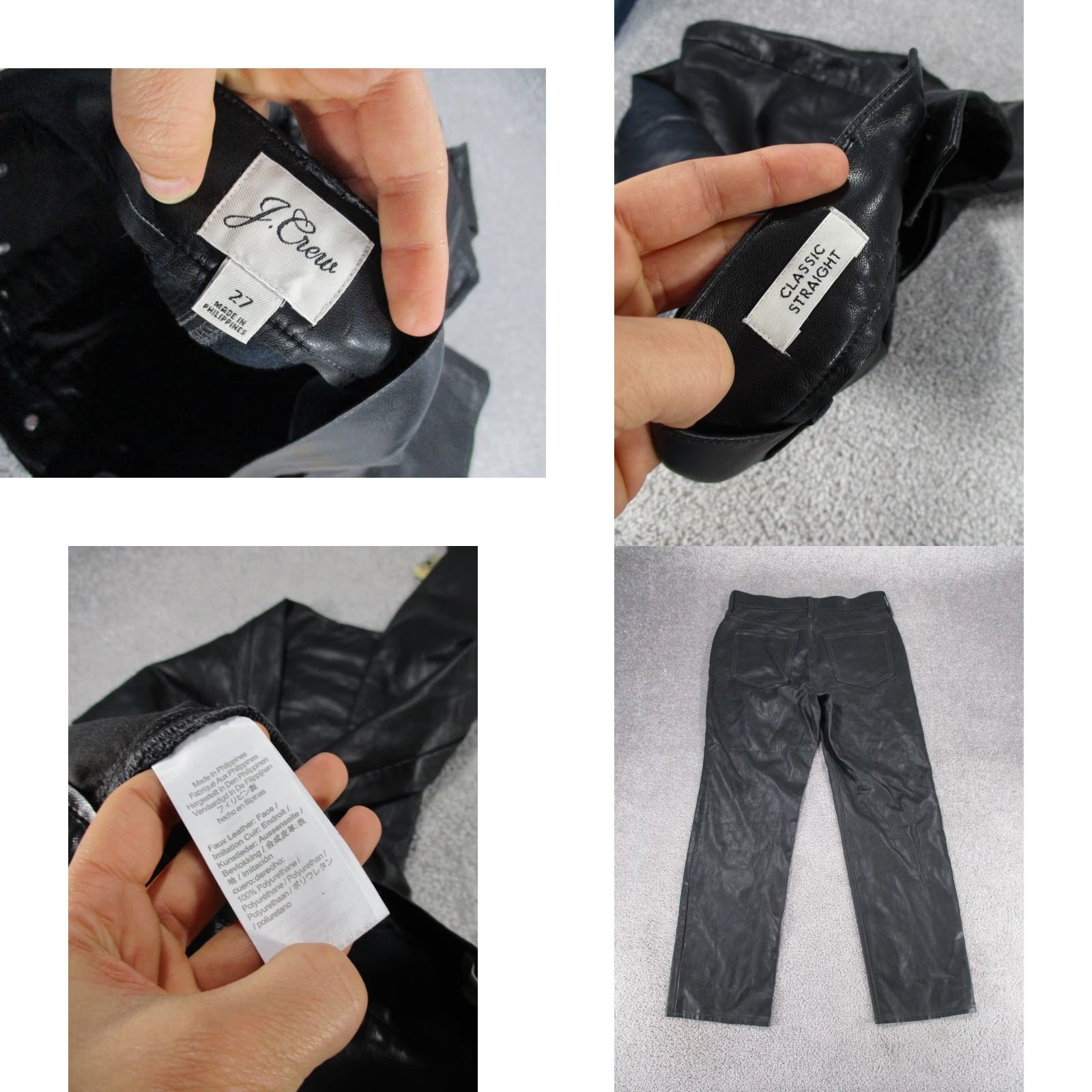J.Crew J.CREW Pants Womens 27 Black Faux Leather Classic Straight NEW Dress Pants Women Size 27" / US 4 / IT 40 - 8 Thumbnail