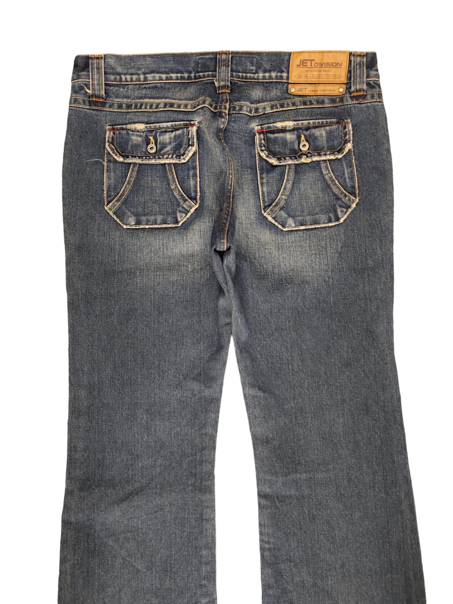 If Six Was Nine Flare Baggy Jeans Jet Division Distress Faded Denim Boot Cut Size US 35 - 11 Thumbnail