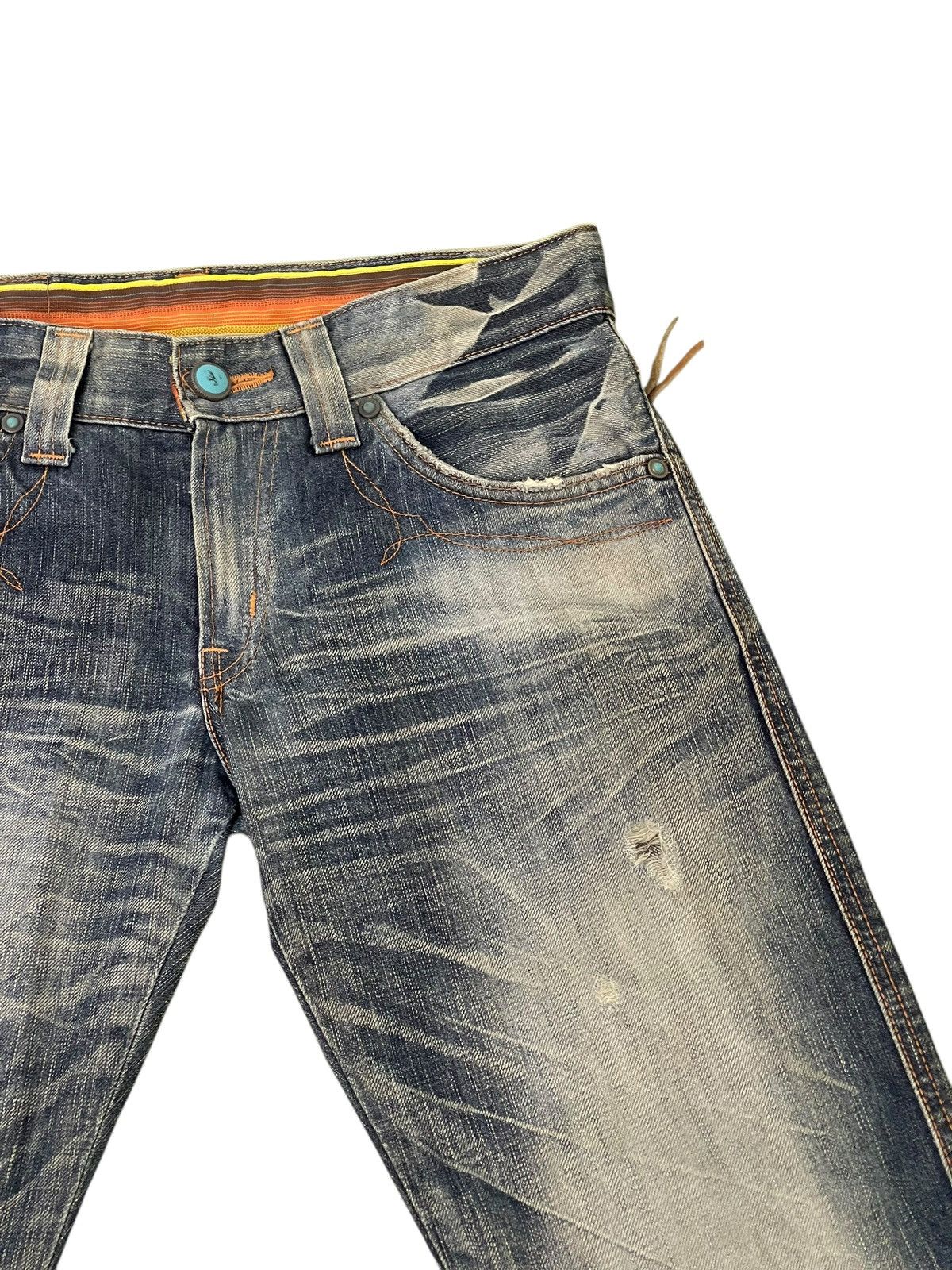 Edwin Flare Jeans Edwin Japan Faded Distress Boot Cut 7🟦 Size US 31 - 8 Thumbnail