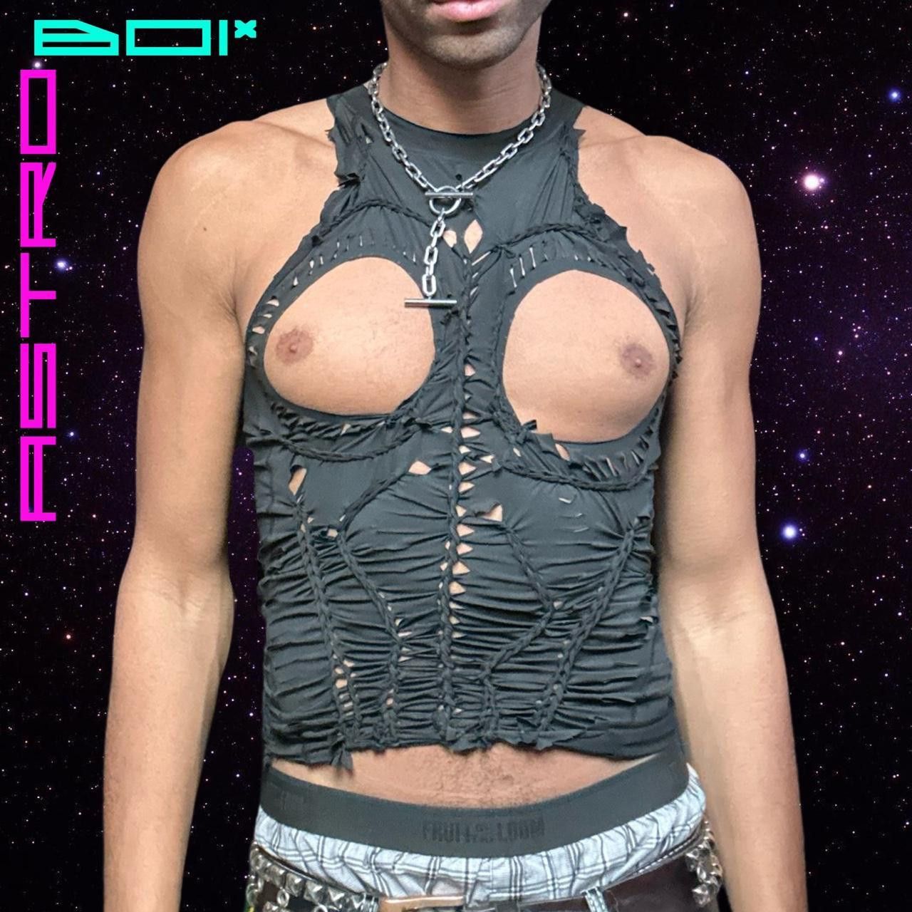 Designer ASTROBOI* 'High Beams' Braided Lycra Party Top - Large Size L / US 10 / IT 46 - 1 Thumbnail