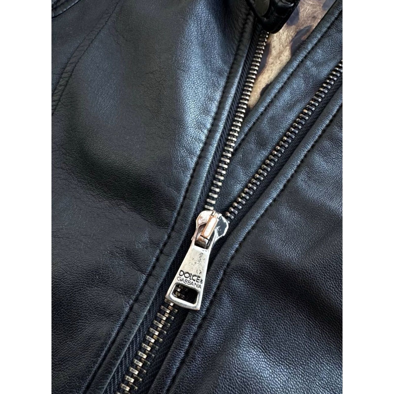 Dolce & Gabbana DOLCE&GABBANA Leather Jacket Black Leopard Women’s 42 Jacket Womens Leather Leopard DOLCE&GABBANA Black Leather Jacket 42 Size M / US 6-8 / IT 42-44 - 4 Thumbnail