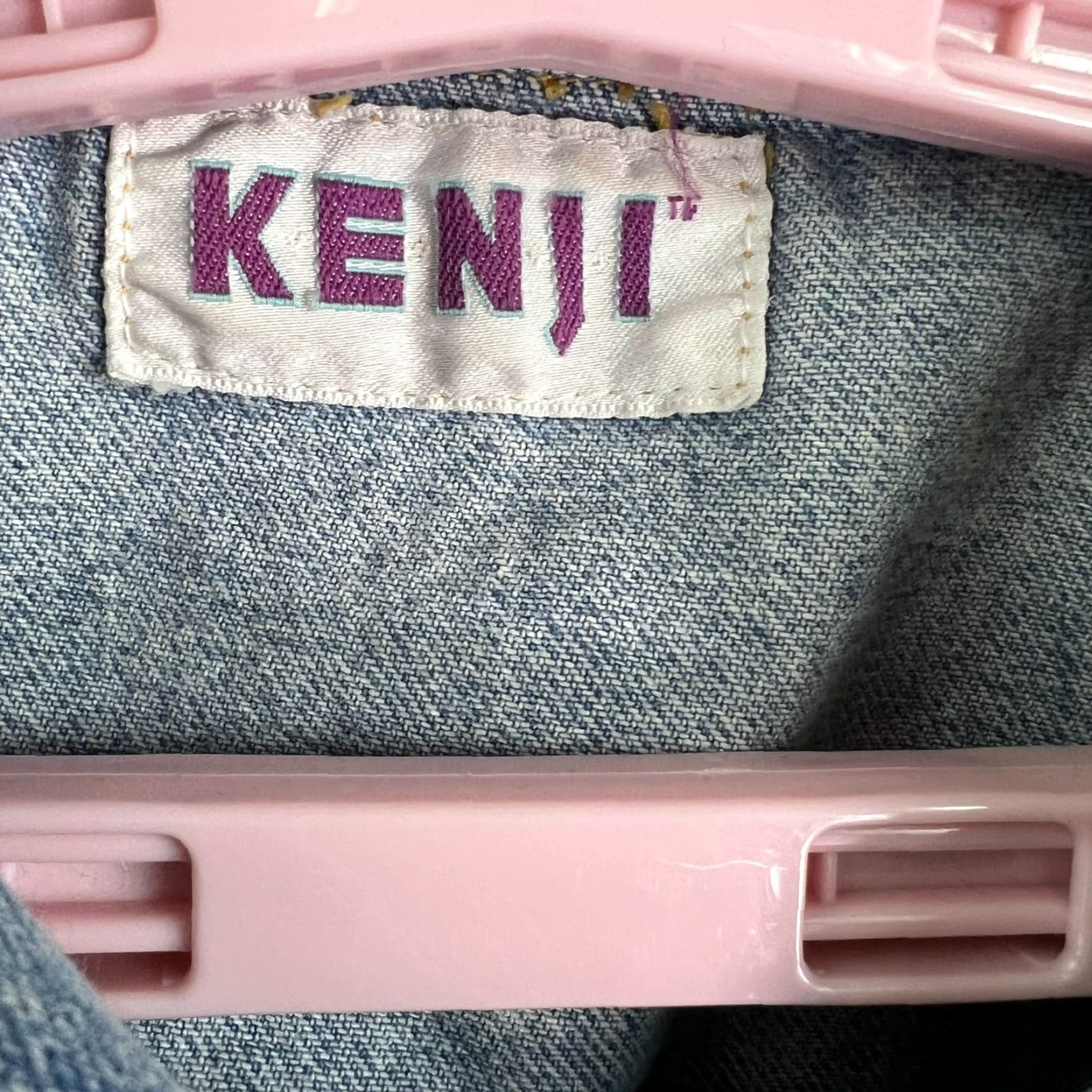Vintage KENJI Floral Embroidered Denim Short Vest Womens L Blue Size 36" / US 14 / IT 50 - 4 Thumbnail