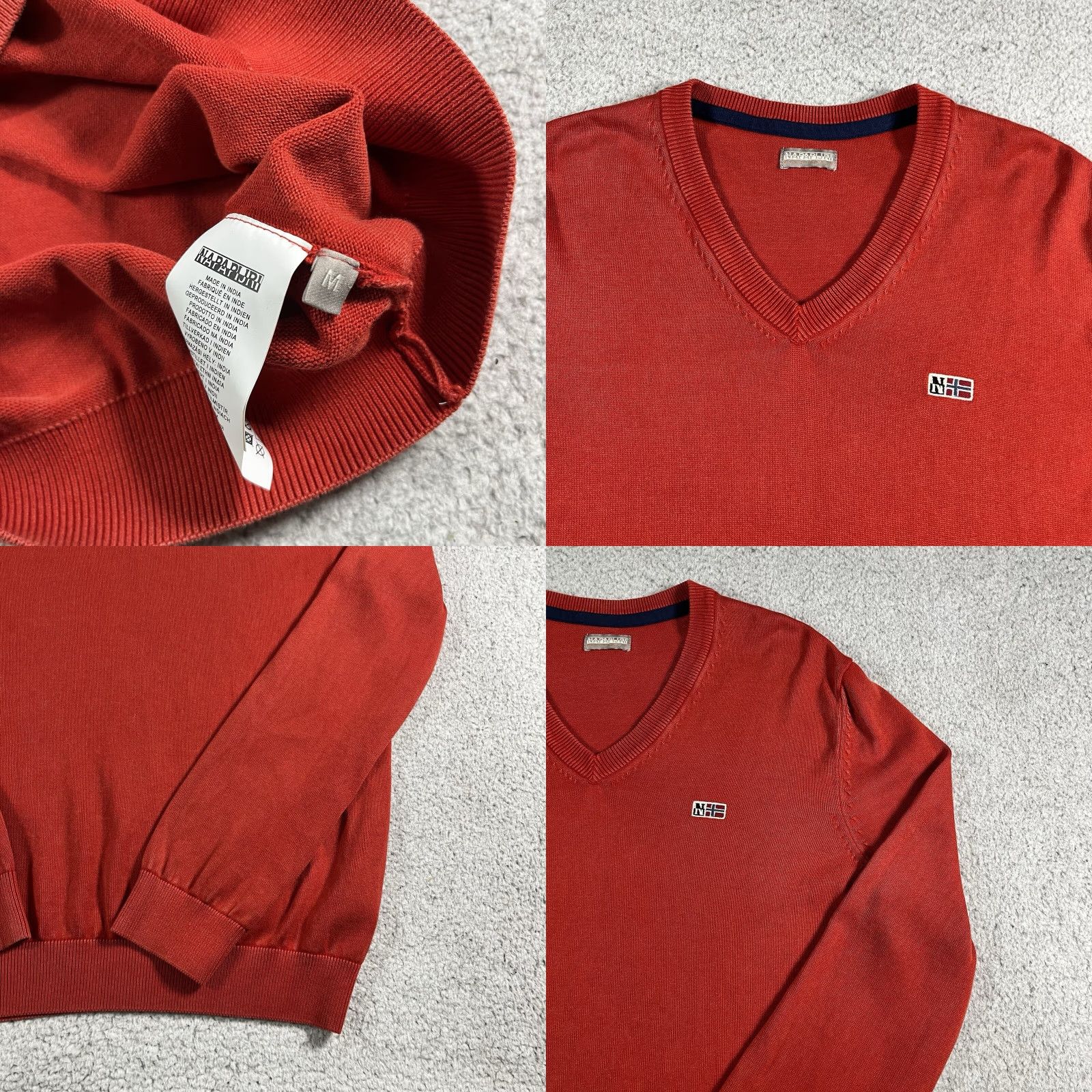 Napapijri Napapijri Sweater Mens M Red Pullover Knit Cotton Logo Embroidered Flag Size US M / EU 48-50 / 2 - 8 Thumbnail