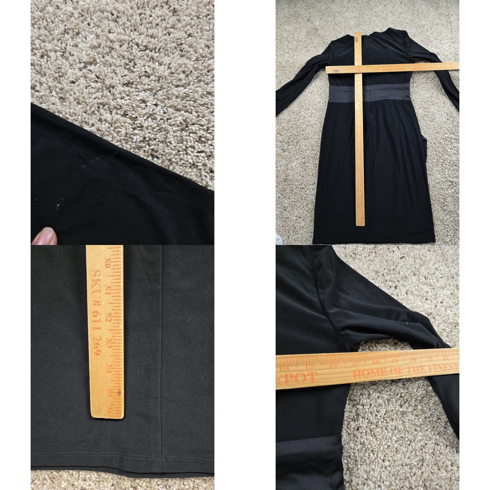 Ralph Lauren Lauren Ralph Lauren Dress Womens 10 Black Long Sleeve Faux Wrap Ruffle Sheath Dress Size L / US 10 / IT 46 - 8 Thumbnail