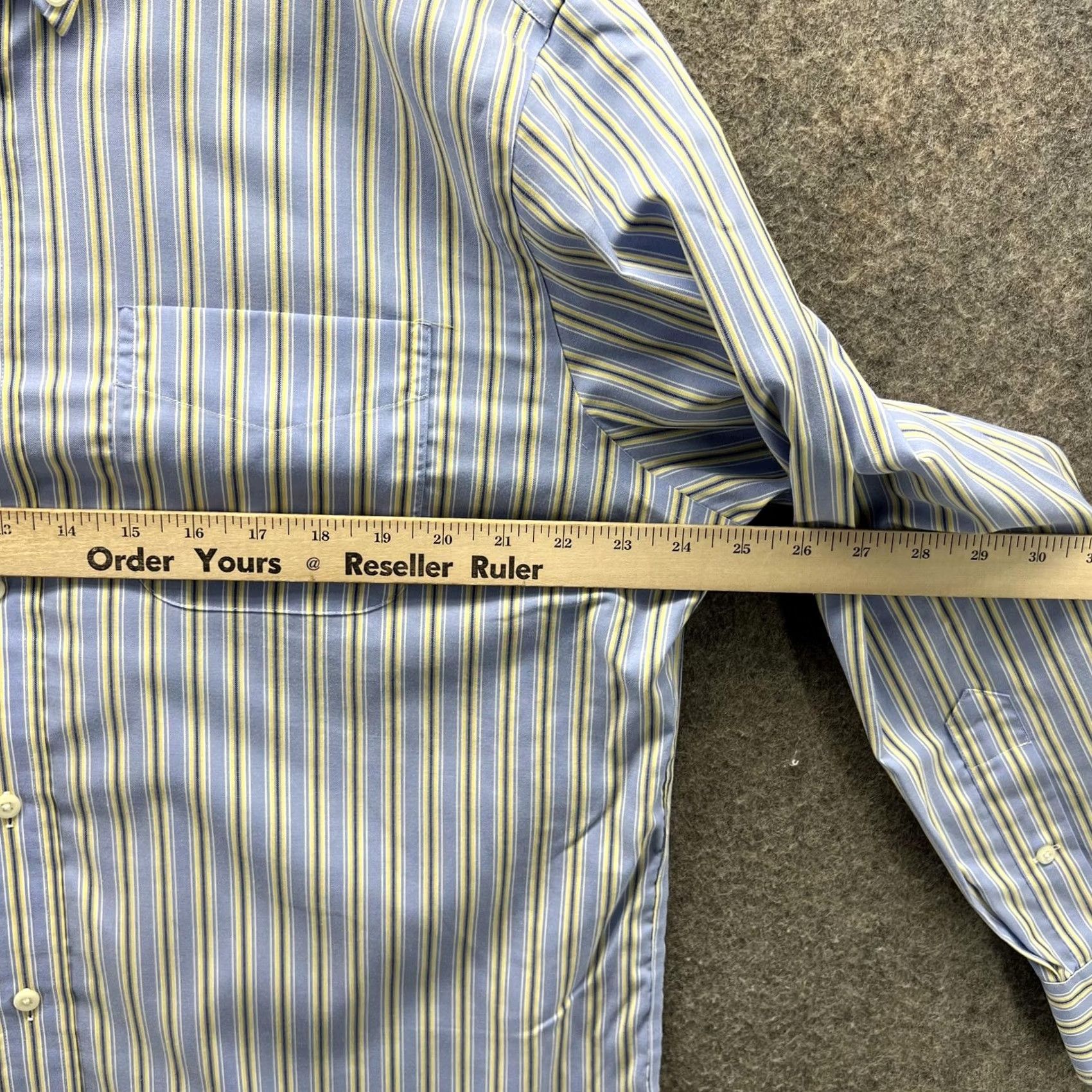 Ralph Lauren Lauren Ralph Lauren Dress Shirt Mens 16 32/33 Blue Stripe Non-Iron Cotton Shirt Men Long Sleeve Button-Down Collar Size 42R - 4 Thumbnail