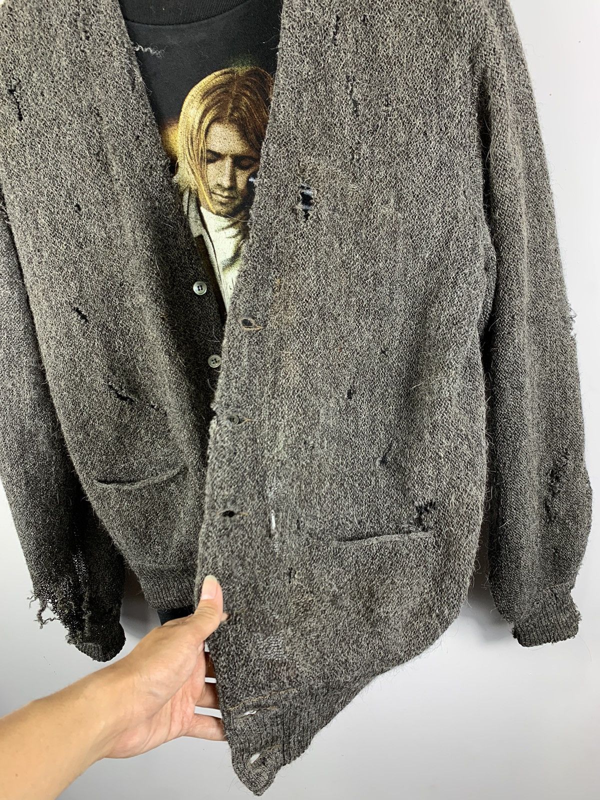 Issey Miyake Vintage Distressed Cardigan Grunge Kurt Cobain Size US M / EU 48-50 / 2 - 3 Thumbnail