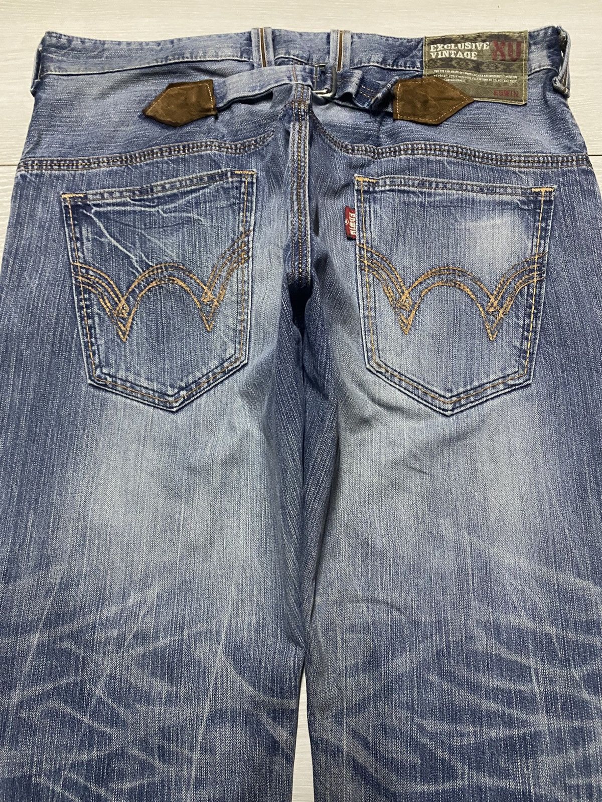 Junya Watanabe Vintage Edwin XVS Faded Wash Thunder Buckle Back Distressed Size US 37 - 4 Thumbnail