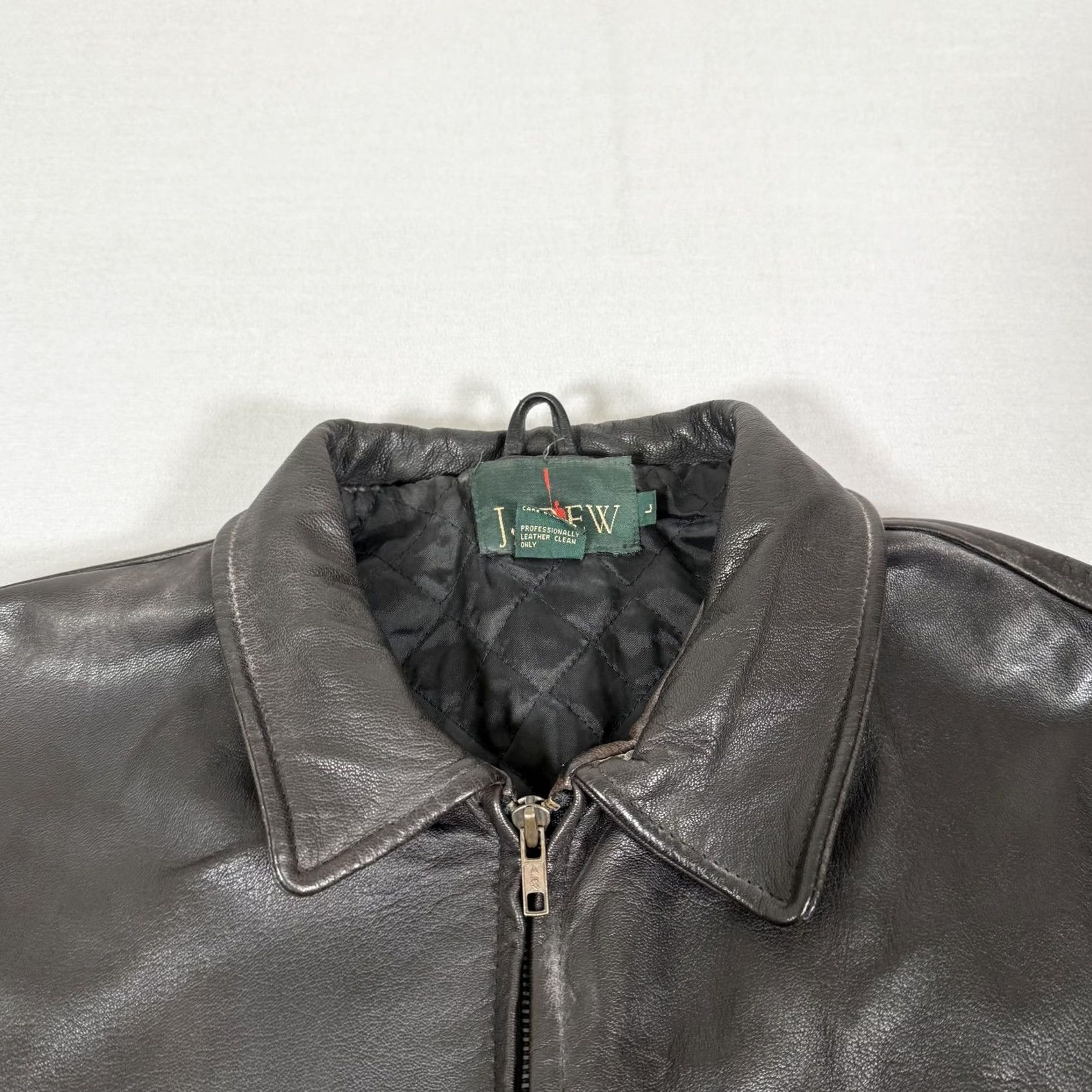 J.Crew VINTAGE J.CREW Leather Bomber Jacket Mens L Black Quilted Lined 90s Full Zip Modern Casual” Size US L / EU 52-54 / 3 - 3 Thumbnail